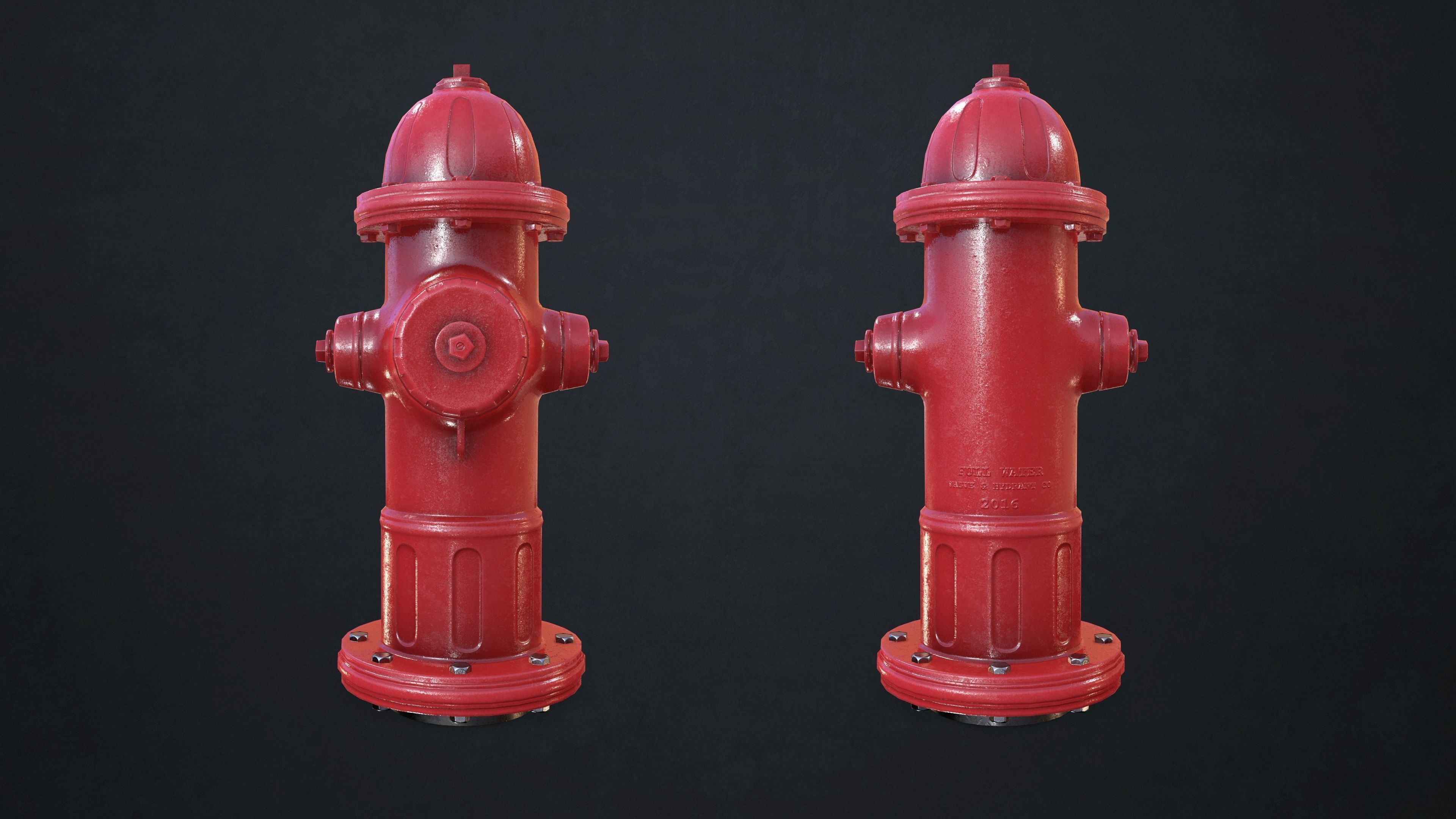Fire Hydrant Low-poly 3D model_9