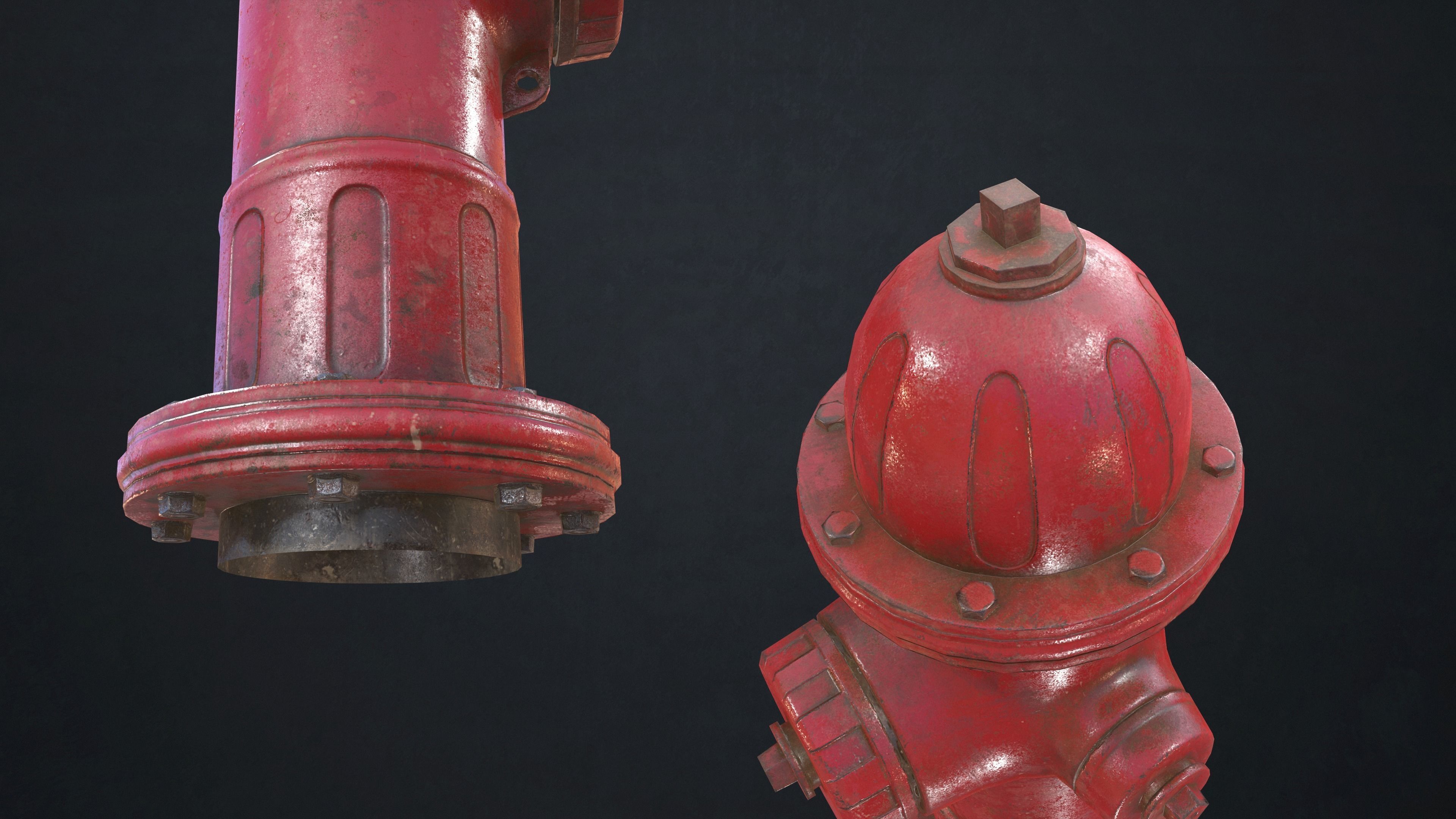Fire Hydrant Low-poly 3D model_6
