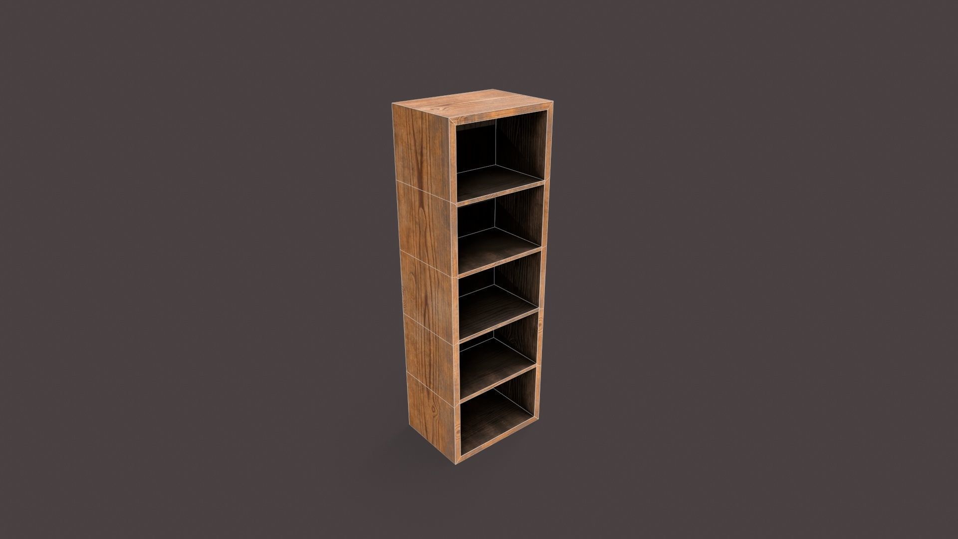wood Bookshelf Low-poly 3D model_2