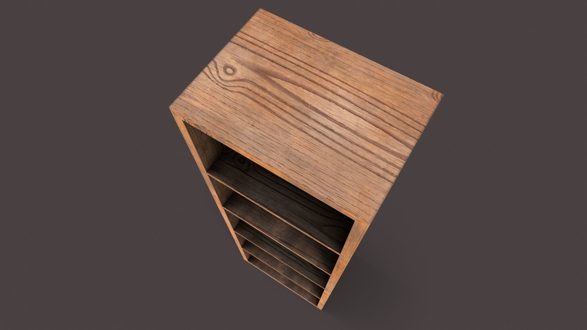 wood Bookshelf Low-poly 3D model_4