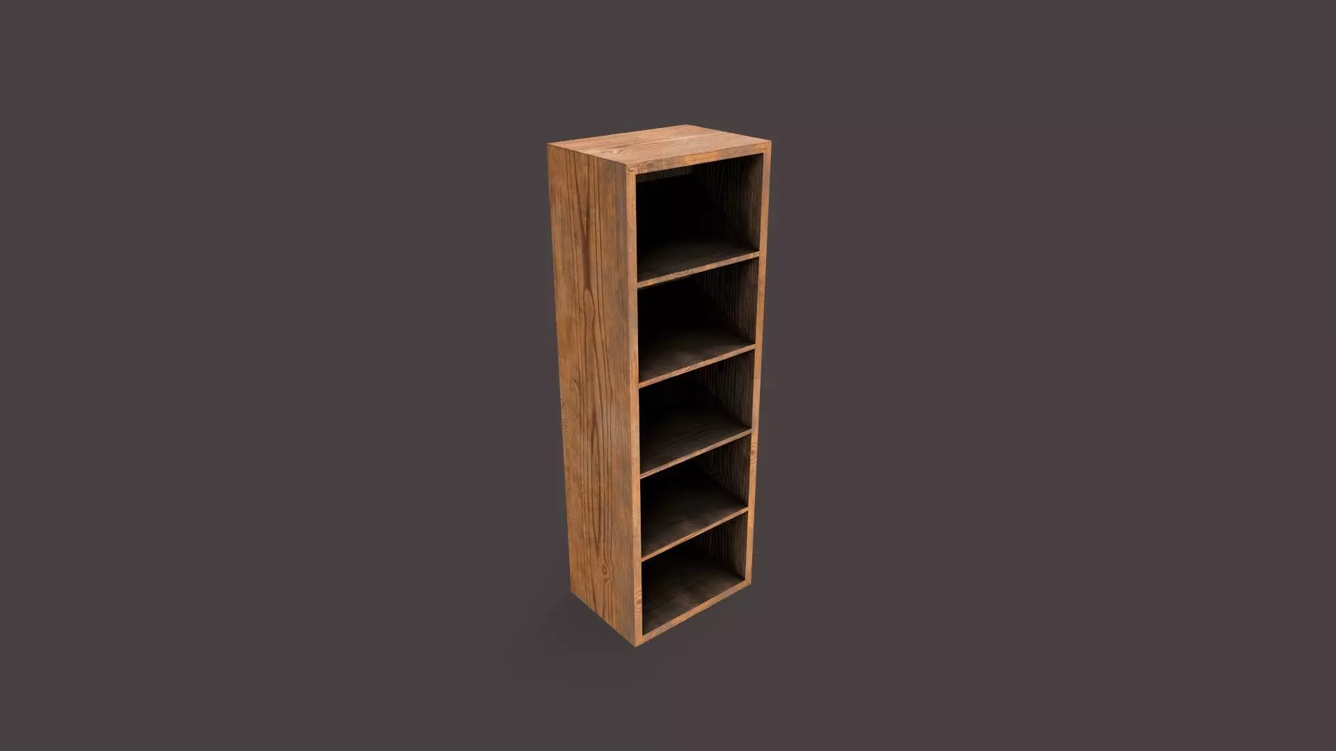wood Bookshelf Low-poly 3D model_0
