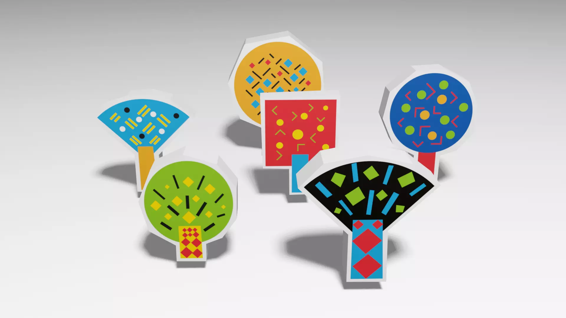 Psychedelic Trees Low-poly 3D model