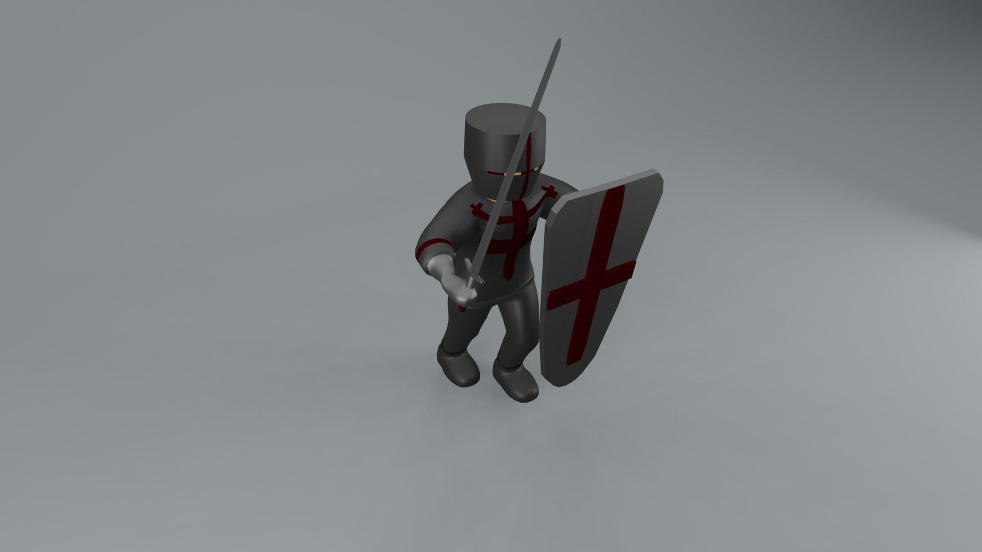 set of templar knights Low-poly 3D model_10