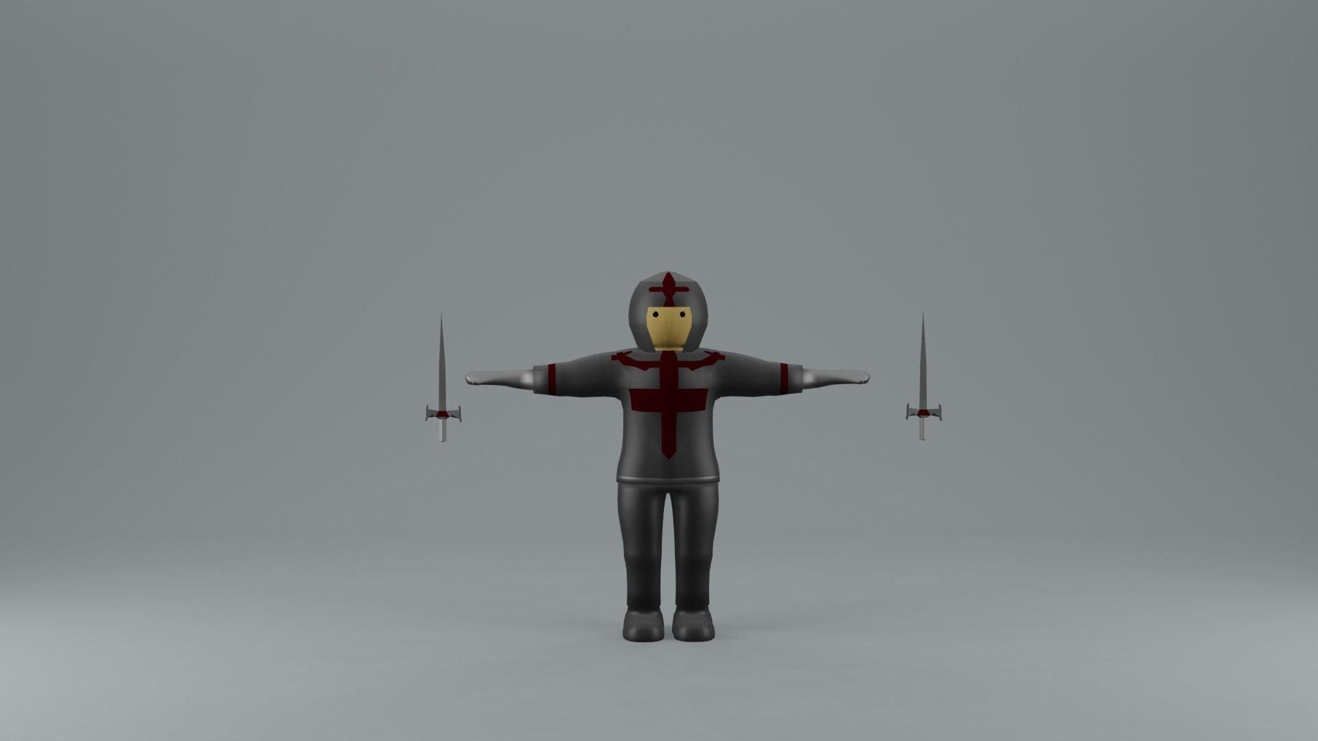 set of templar knights Low-poly 3D model_19