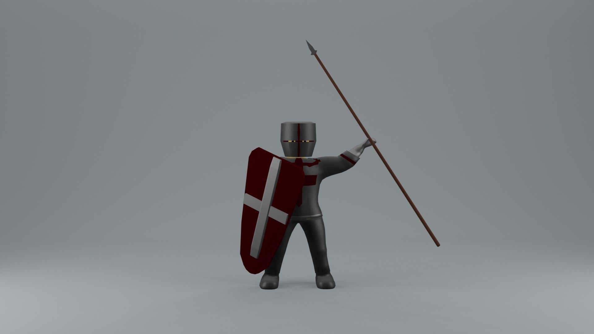 set of templar knights Low-poly 3D model_11