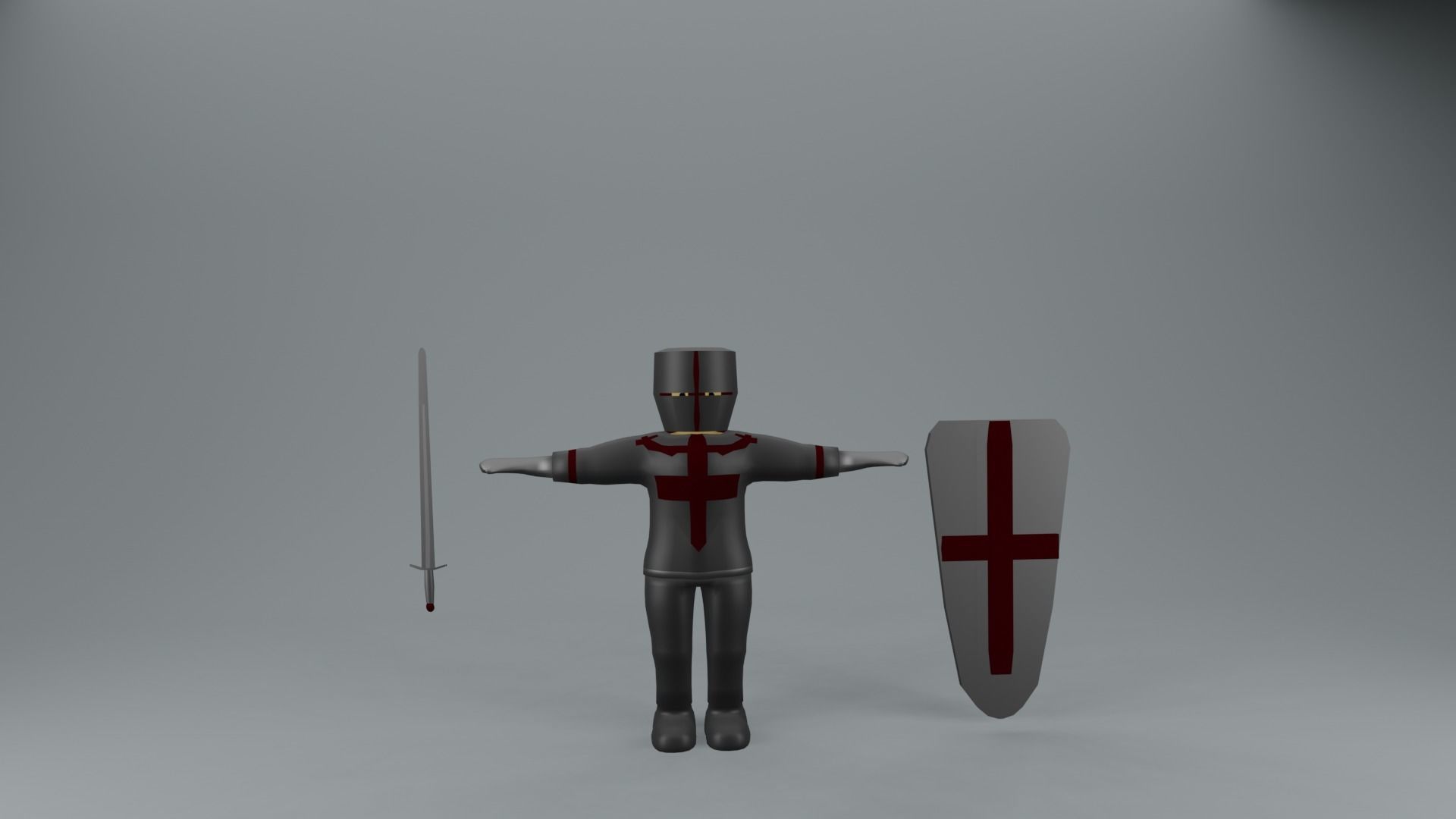 set of templar knights Low-poly 3D model_7