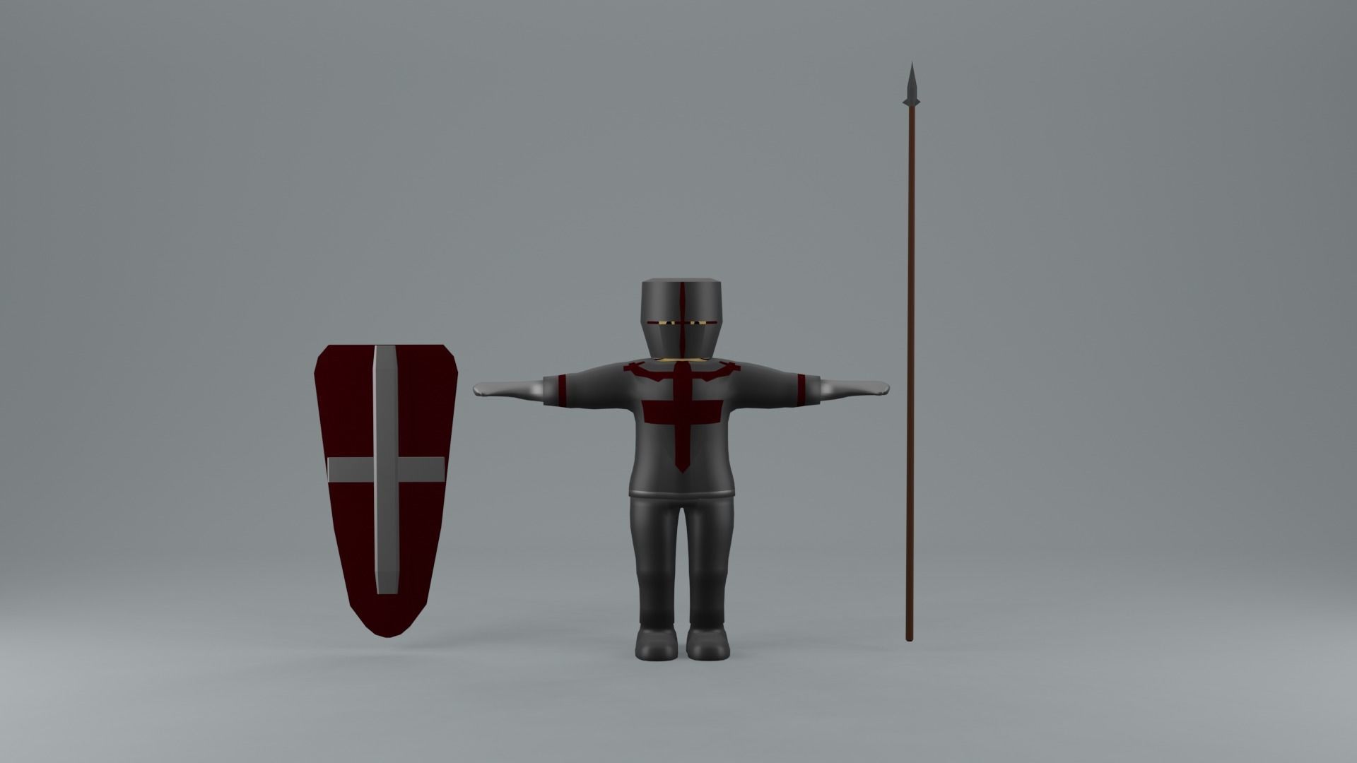 set of templar knights Low-poly 3D model_14