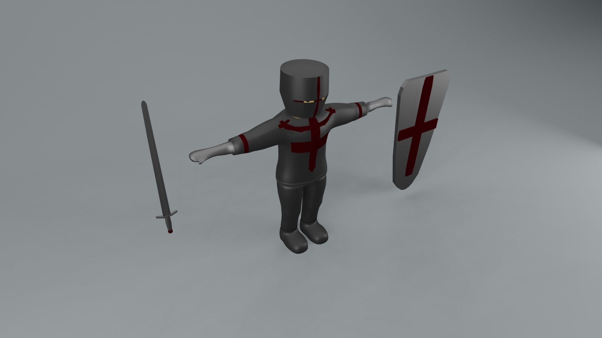 set of templar knights Low-poly 3D model_8