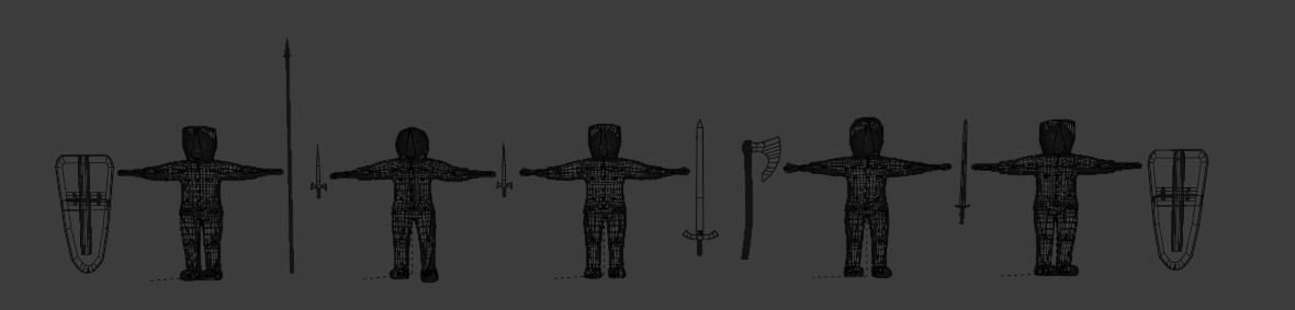 set of templar knights Low-poly 3D model_3