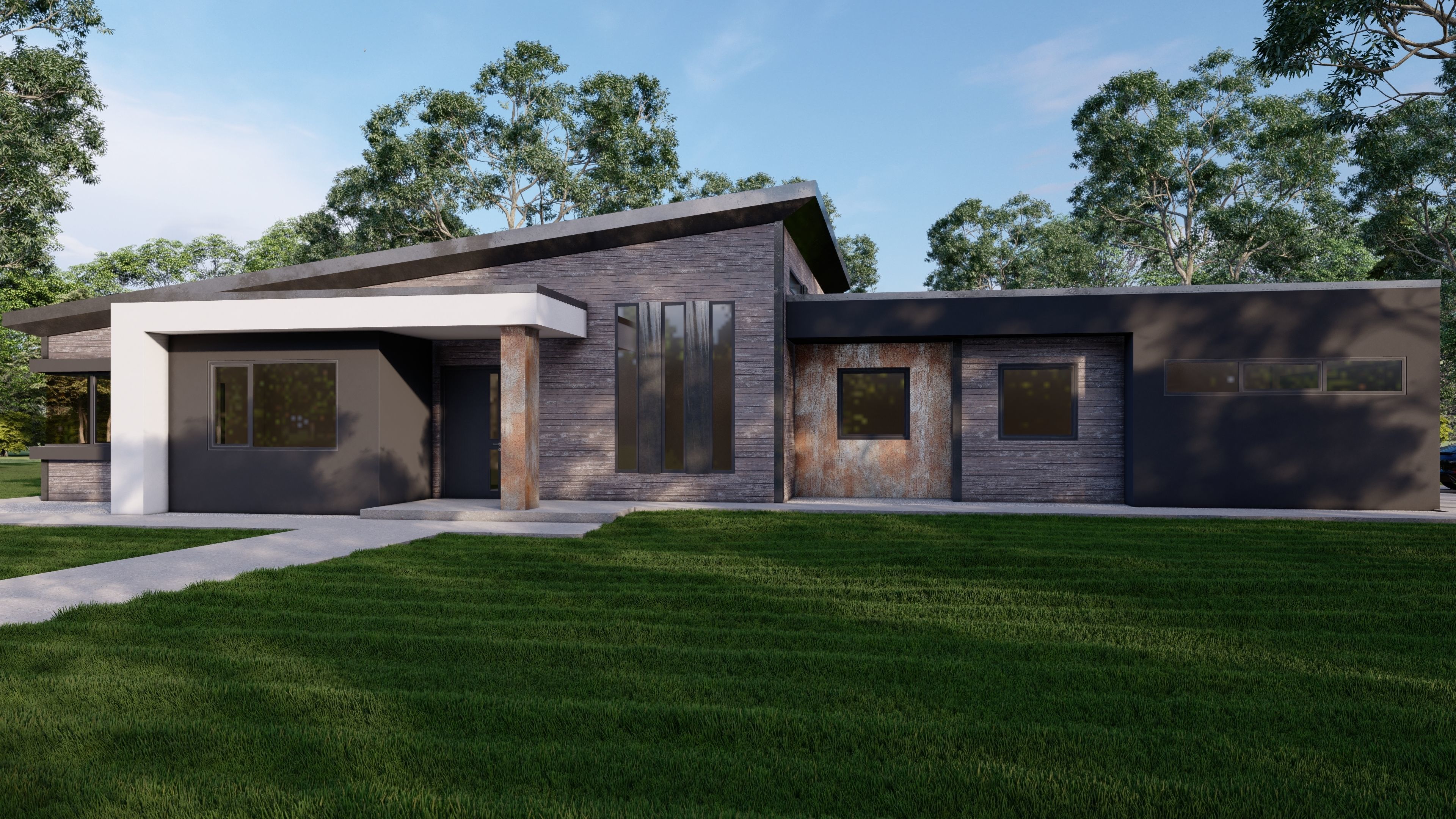 Modern House - Rusty Low-poly 3D model_2