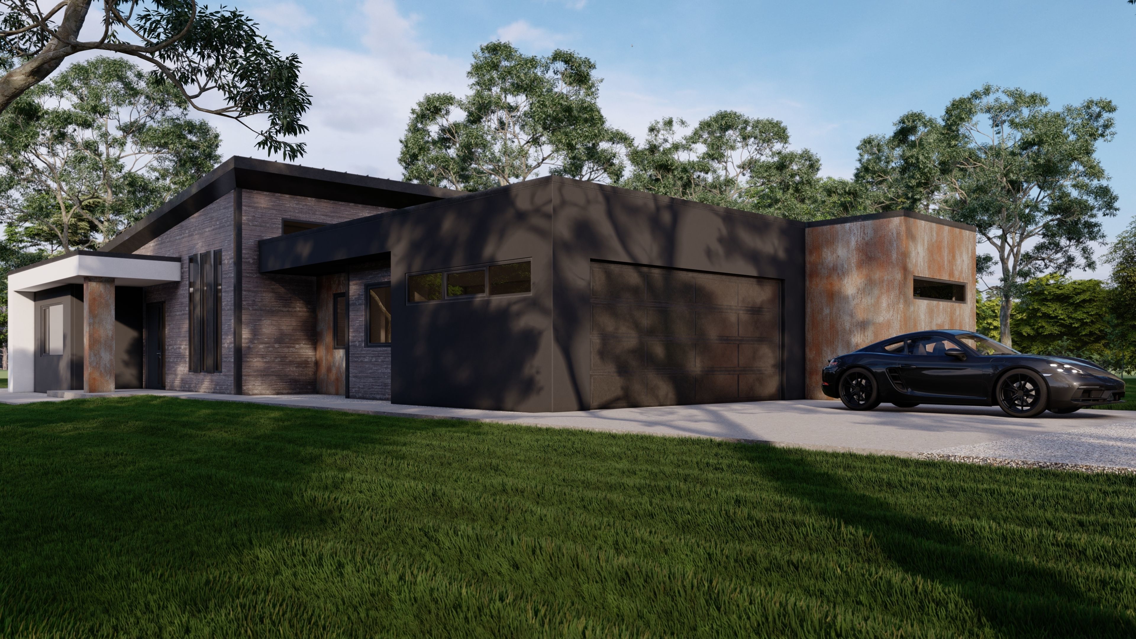 Modern House - Rusty Low-poly 3D model_1