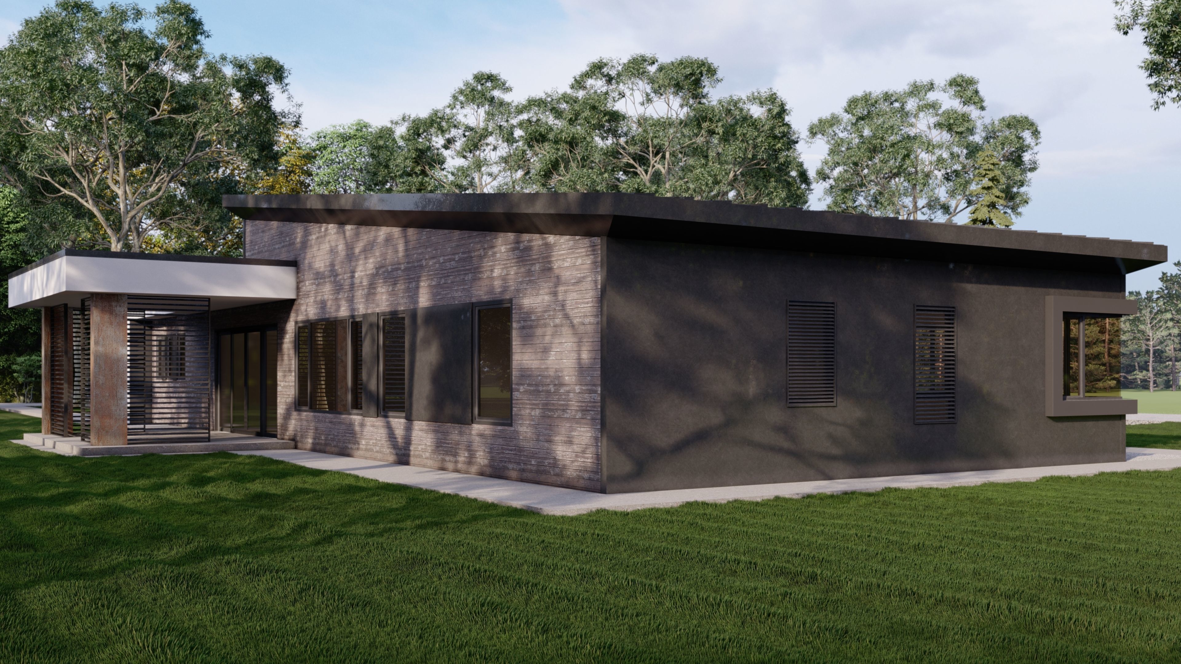 Modern House - Rusty Low-poly 3D model_7