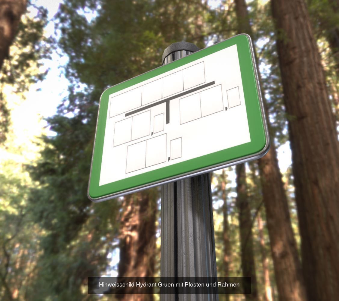 Hinweisschilder High-Poly und Low mit Pfosten und Rahmen 3D Model Collection_28