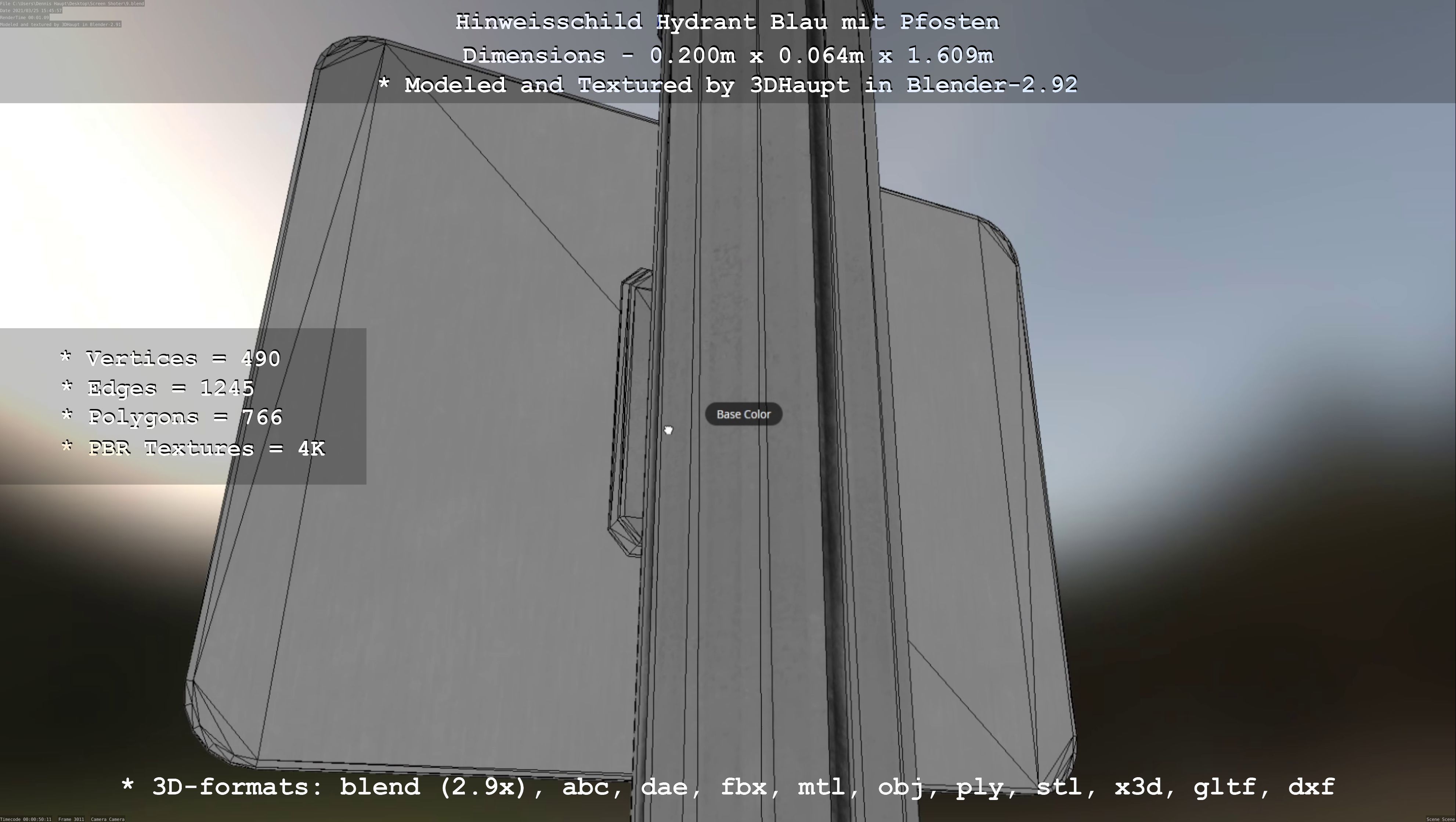 Hinweisschilder High-Poly und Low mit Pfosten und Rahmen 3D Model Collection_85