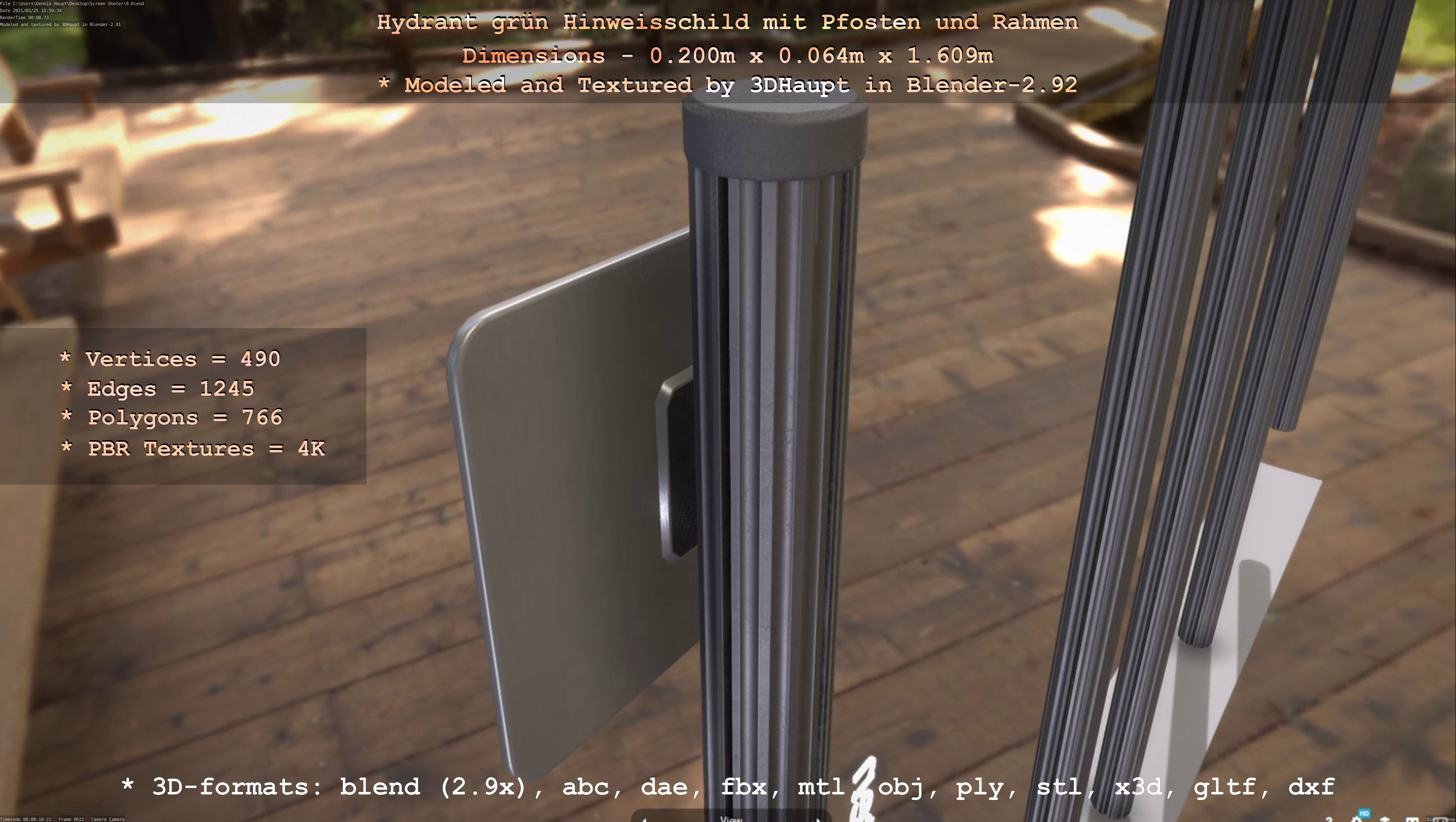 Hinweisschilder High-Poly und Low mit Pfosten und Rahmen 3D Model Collection_75