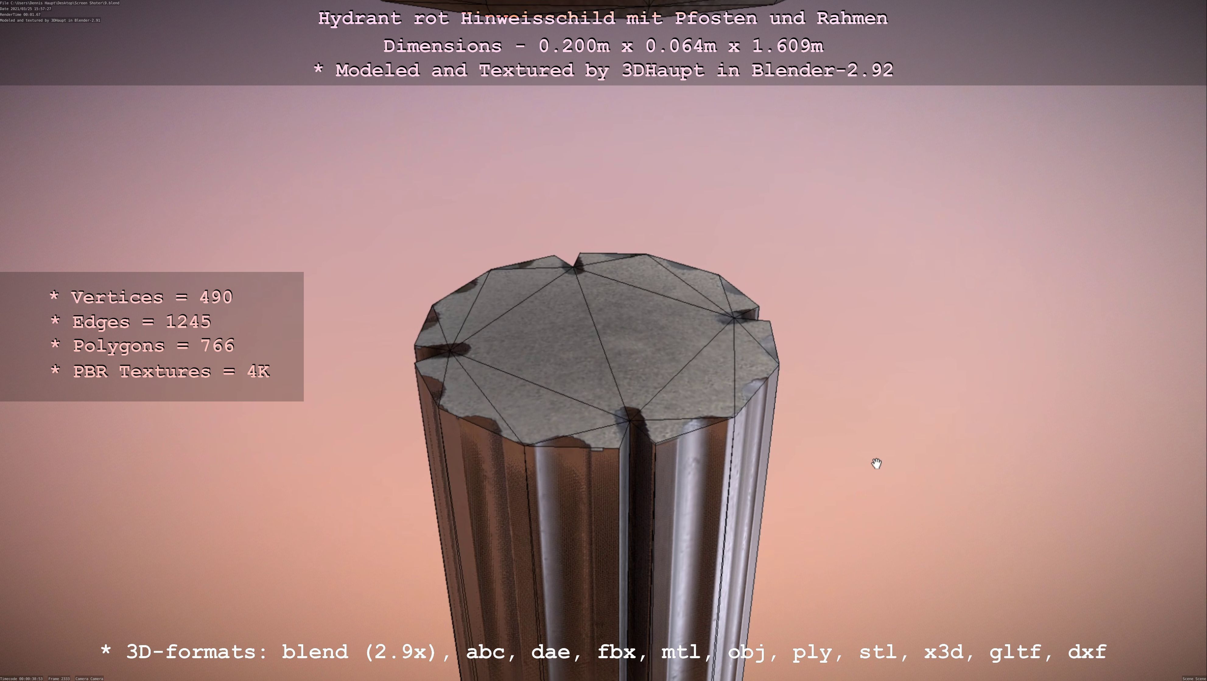 Hinweisschilder High-Poly und Low mit Pfosten und Rahmen 3D Model Collection_65