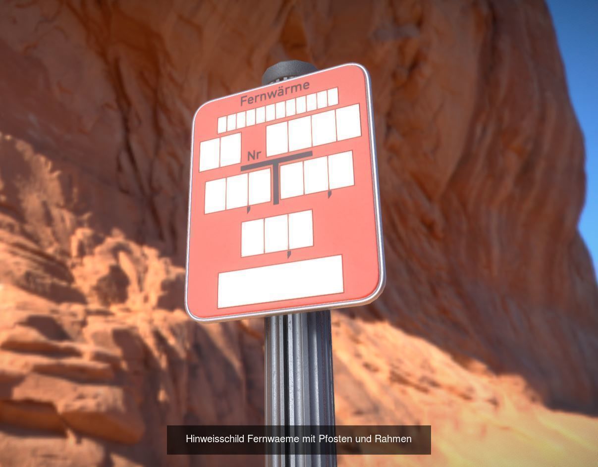 Hinweisschilder High-Poly und Low mit Pfosten und Rahmen 3D Model Collection_24