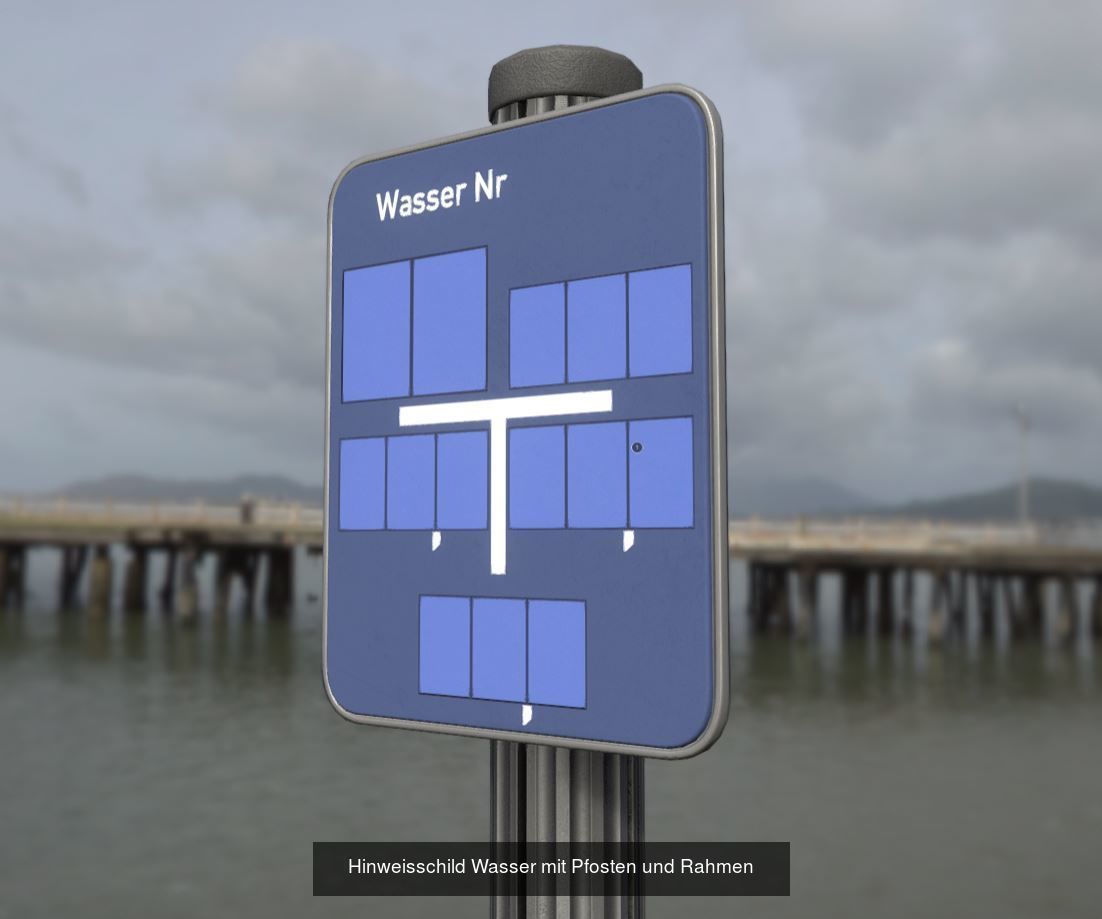 Hinweisschilder High-Poly und Low mit Pfosten und Rahmen 3D Model Collection_25