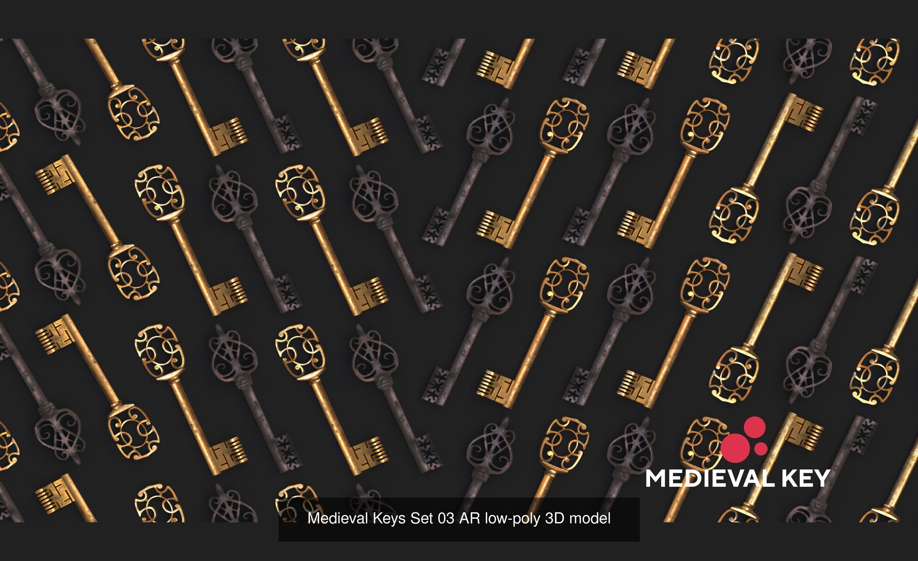 Medieval Keys Sets 01-05 AR low-poly 3D model 3D Model Collection_7