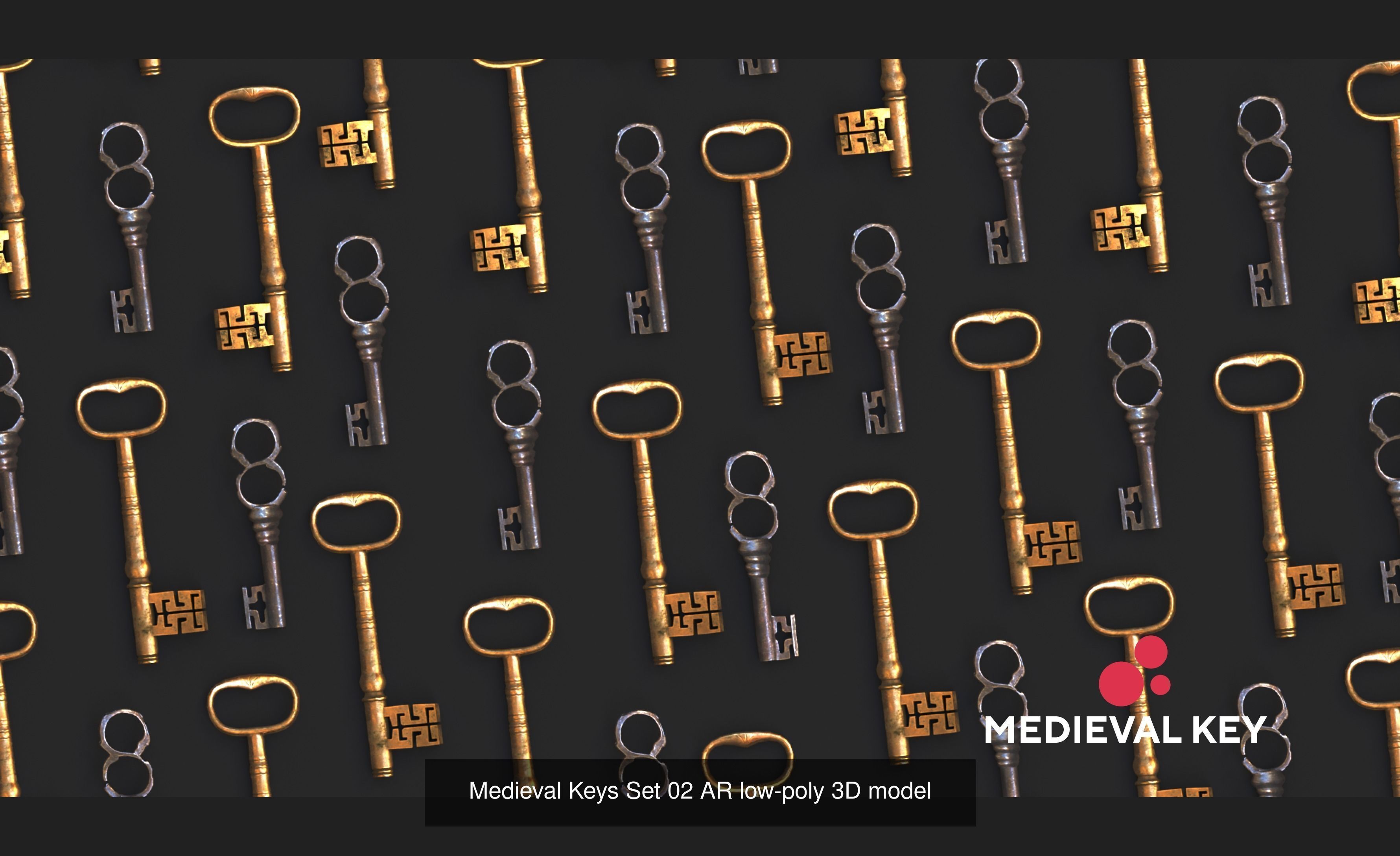 Medieval Keys Sets 01-05 AR low-poly 3D model 3D Model Collection_8