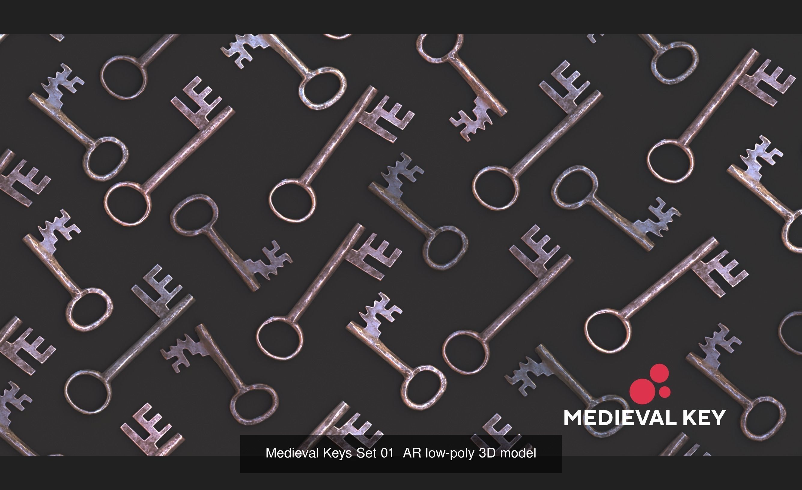Medieval Keys Sets 01-05 AR low-poly 3D model 3D Model Collection_9