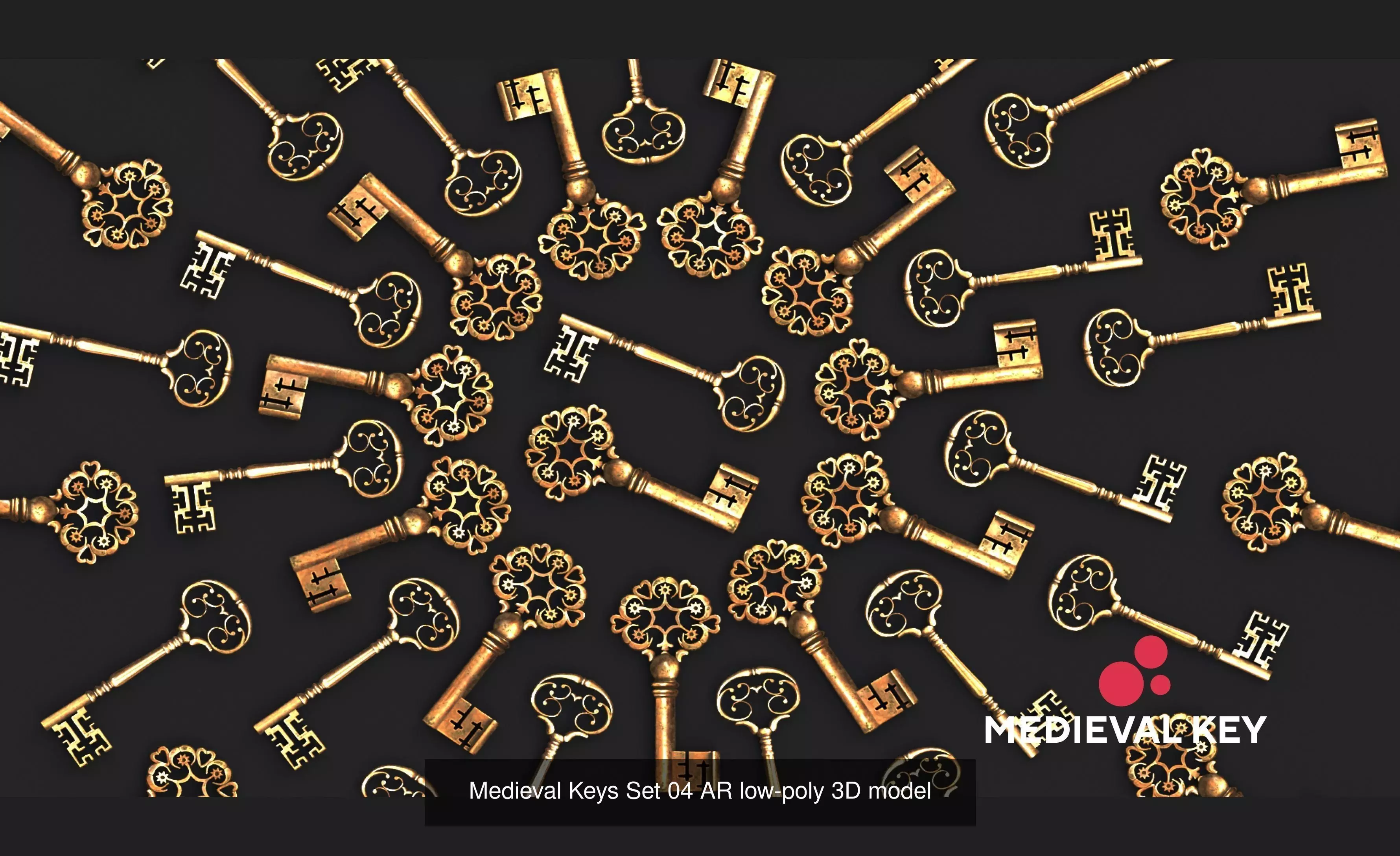 Medieval Keys Sets 01-05 AR low-poly 3D model 3D Model Collection_0