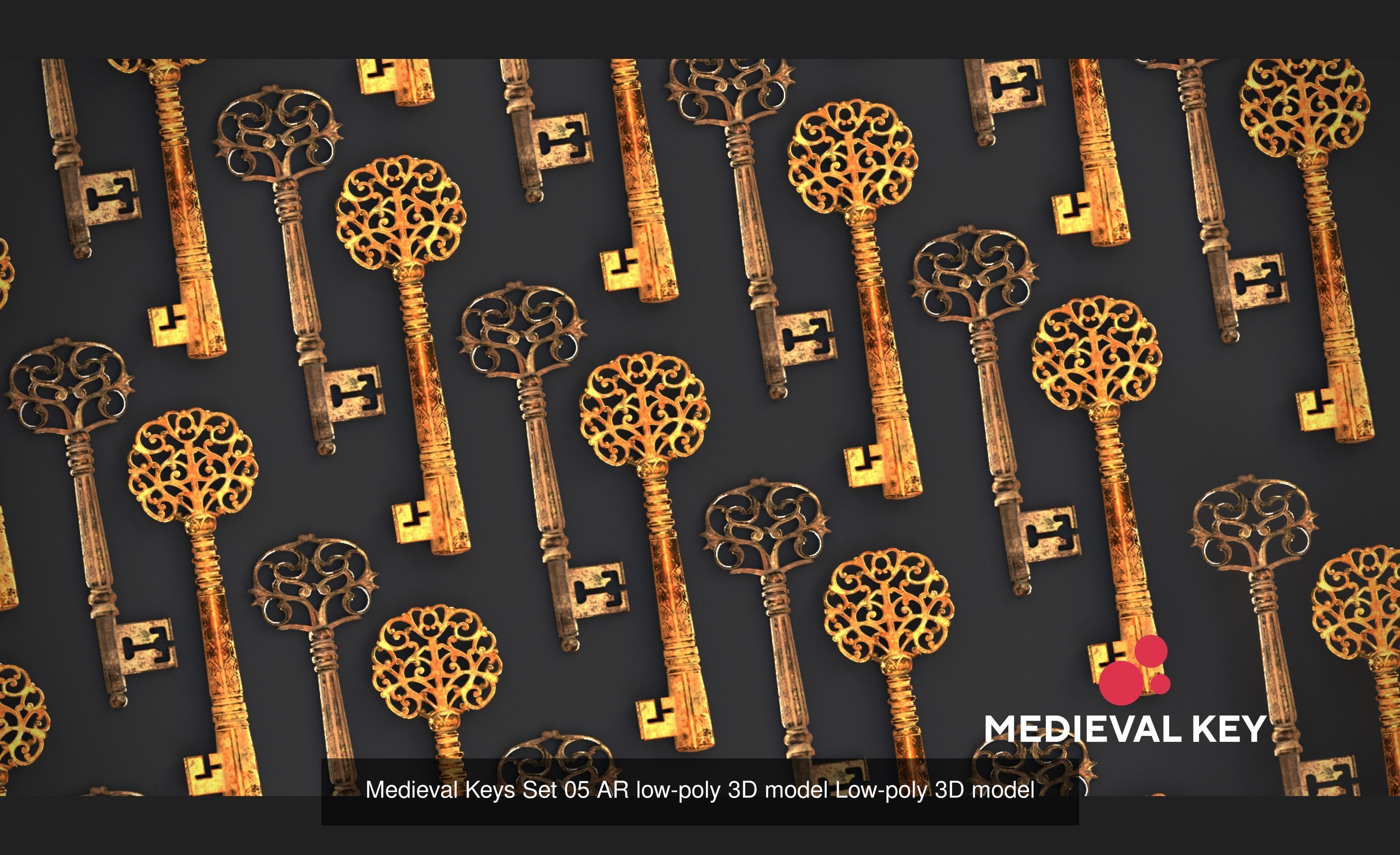 Medieval Keys Sets 01-05 AR low-poly 3D model 3D Model Collection_10