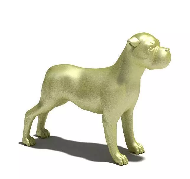 Gold Dog Statue 3D model_0