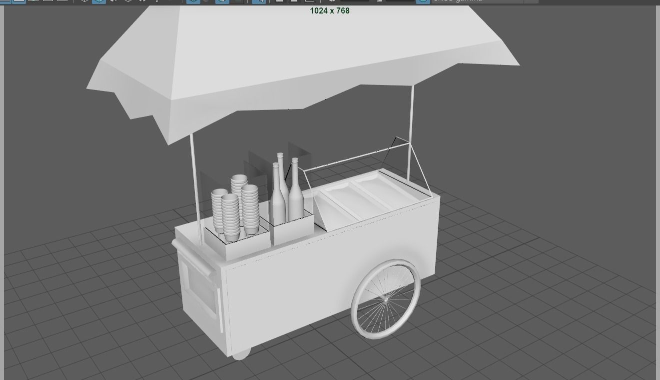 ice-cream shop Low-poly 3D model_3