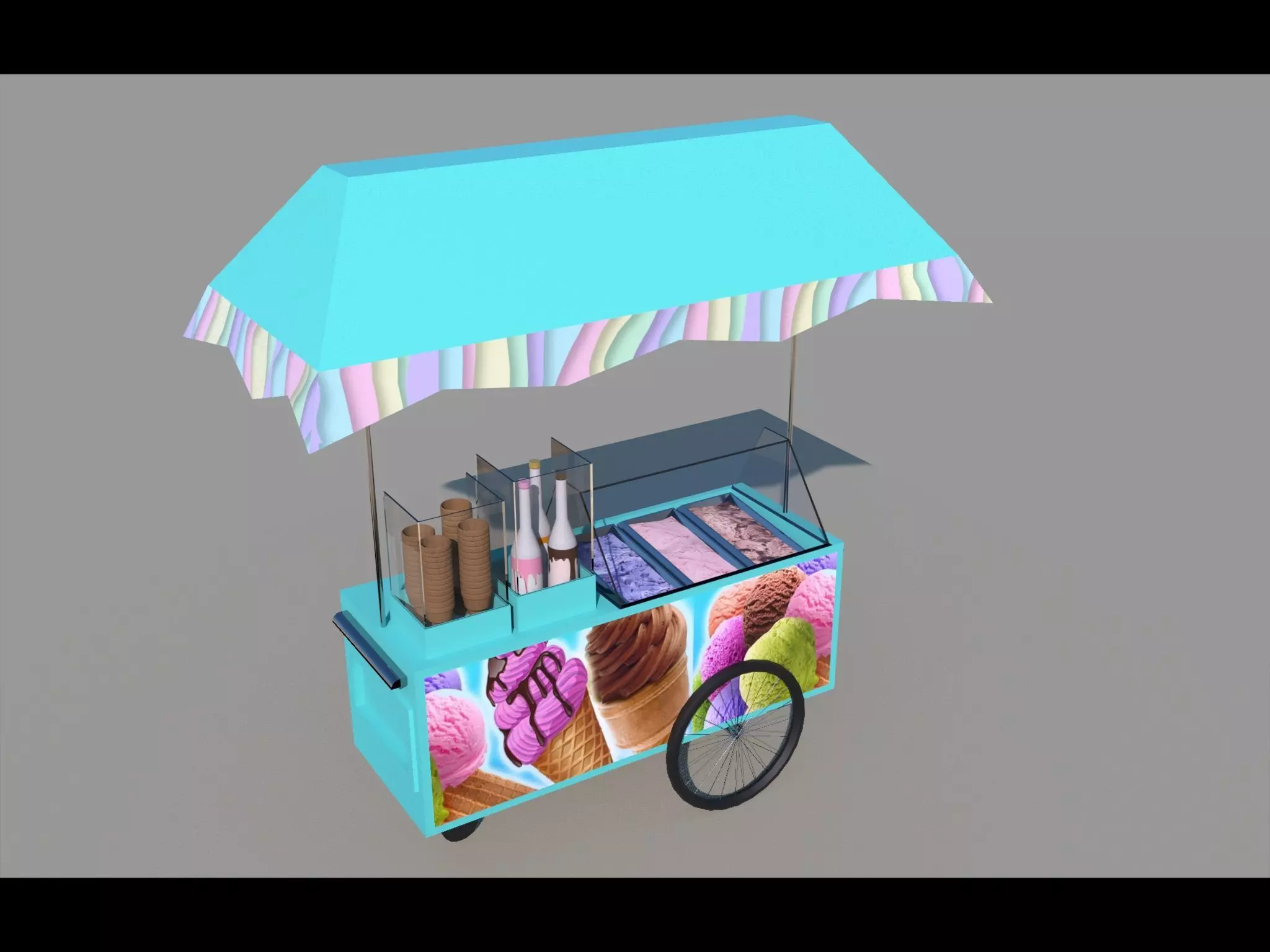 ice-cream shop Low-poly 3D model_0