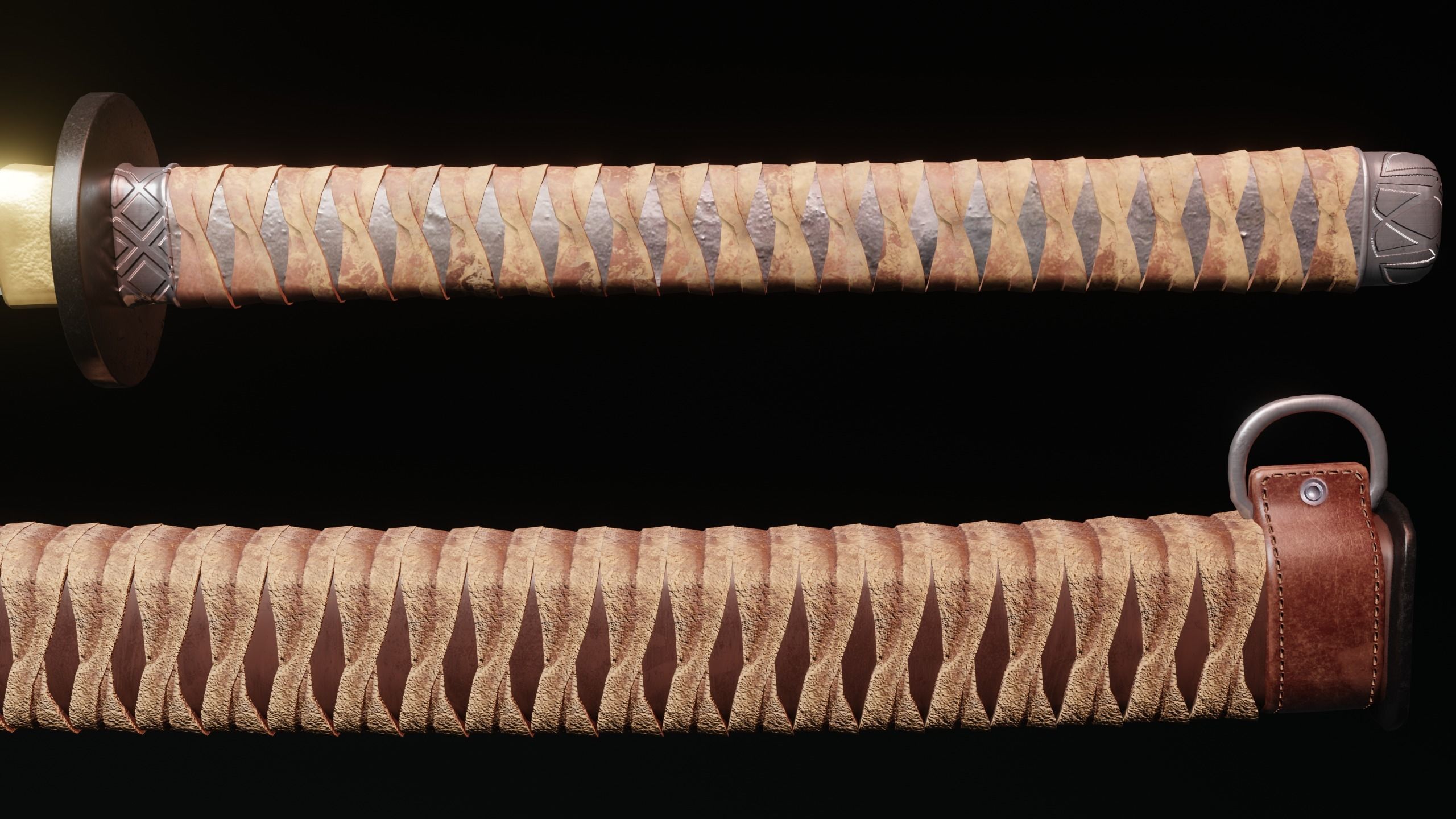 Katana two samurai swords Low-poly 3D model_9