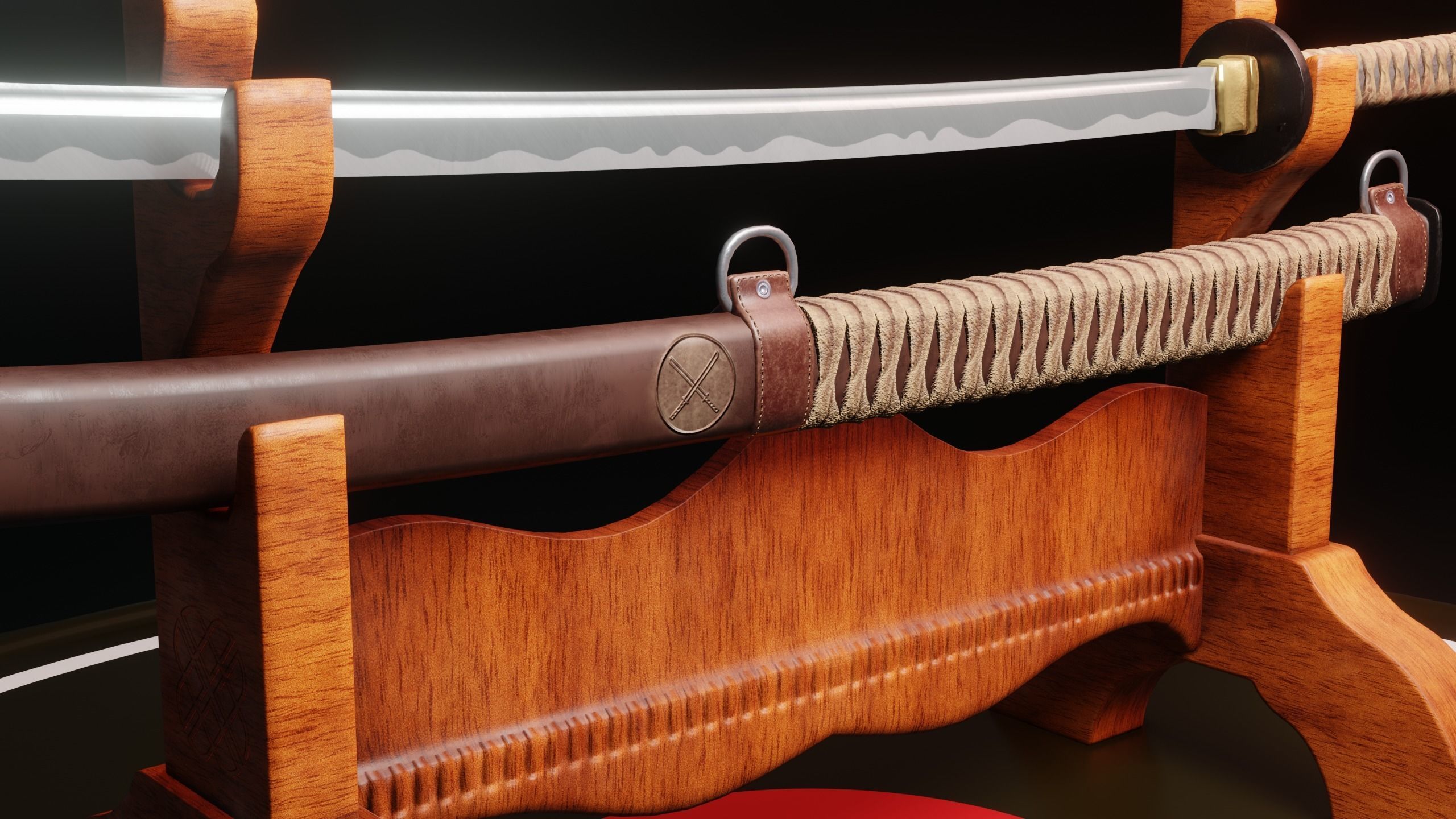 Katana two samurai swords Low-poly 3D model_3