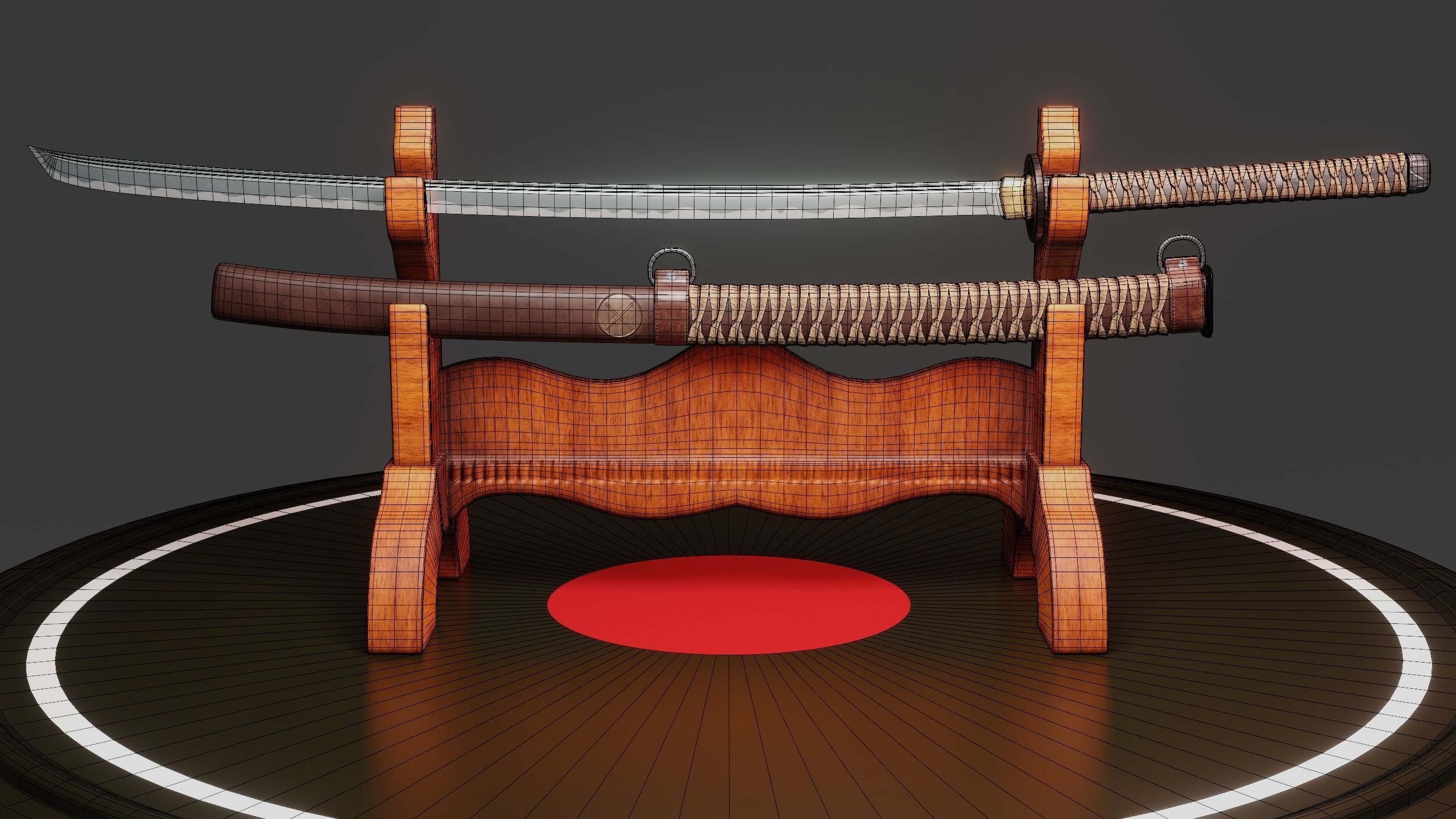 Katana two samurai swords Low-poly 3D model_6