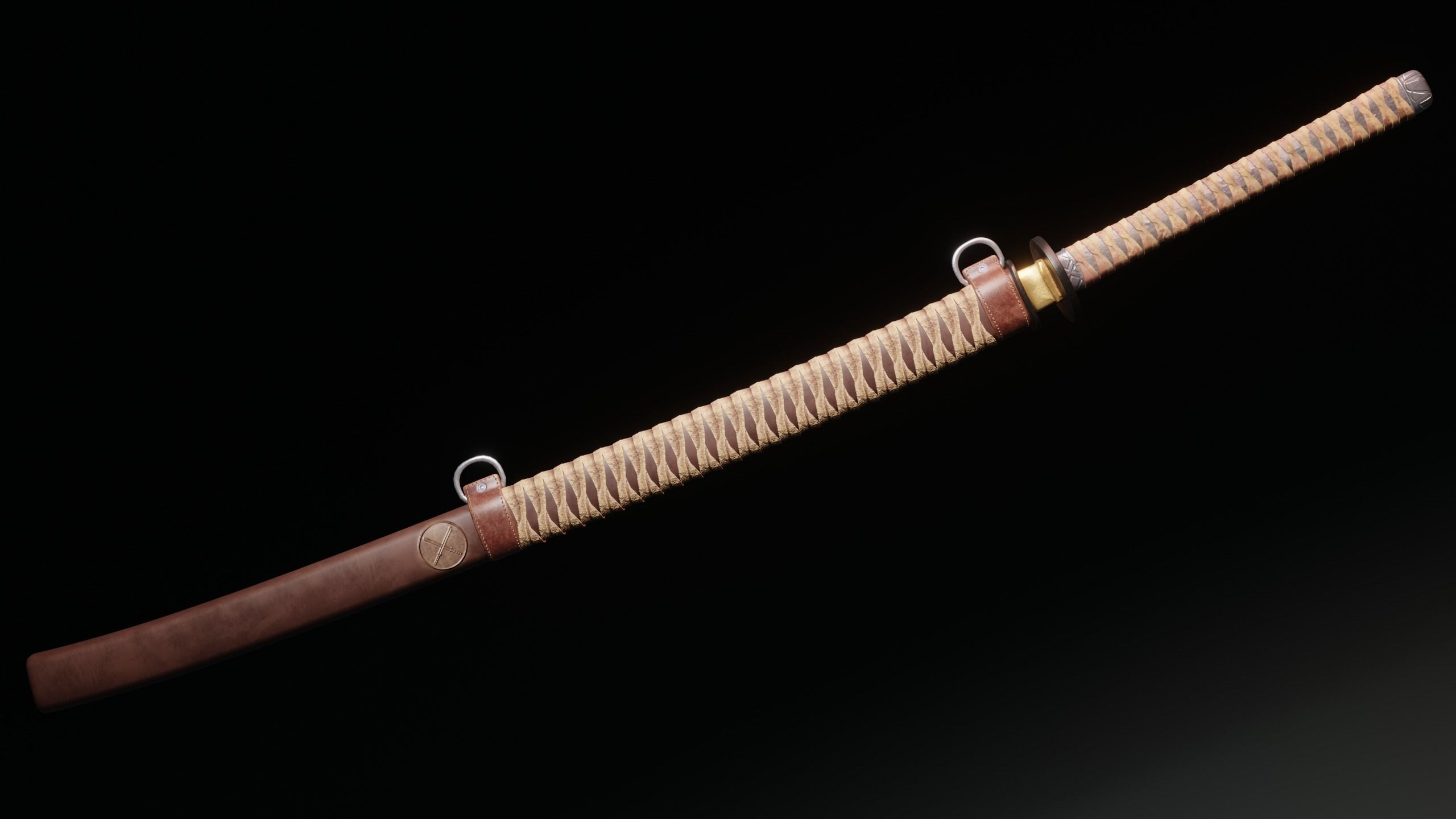 Katana two samurai swords Low-poly 3D model_4