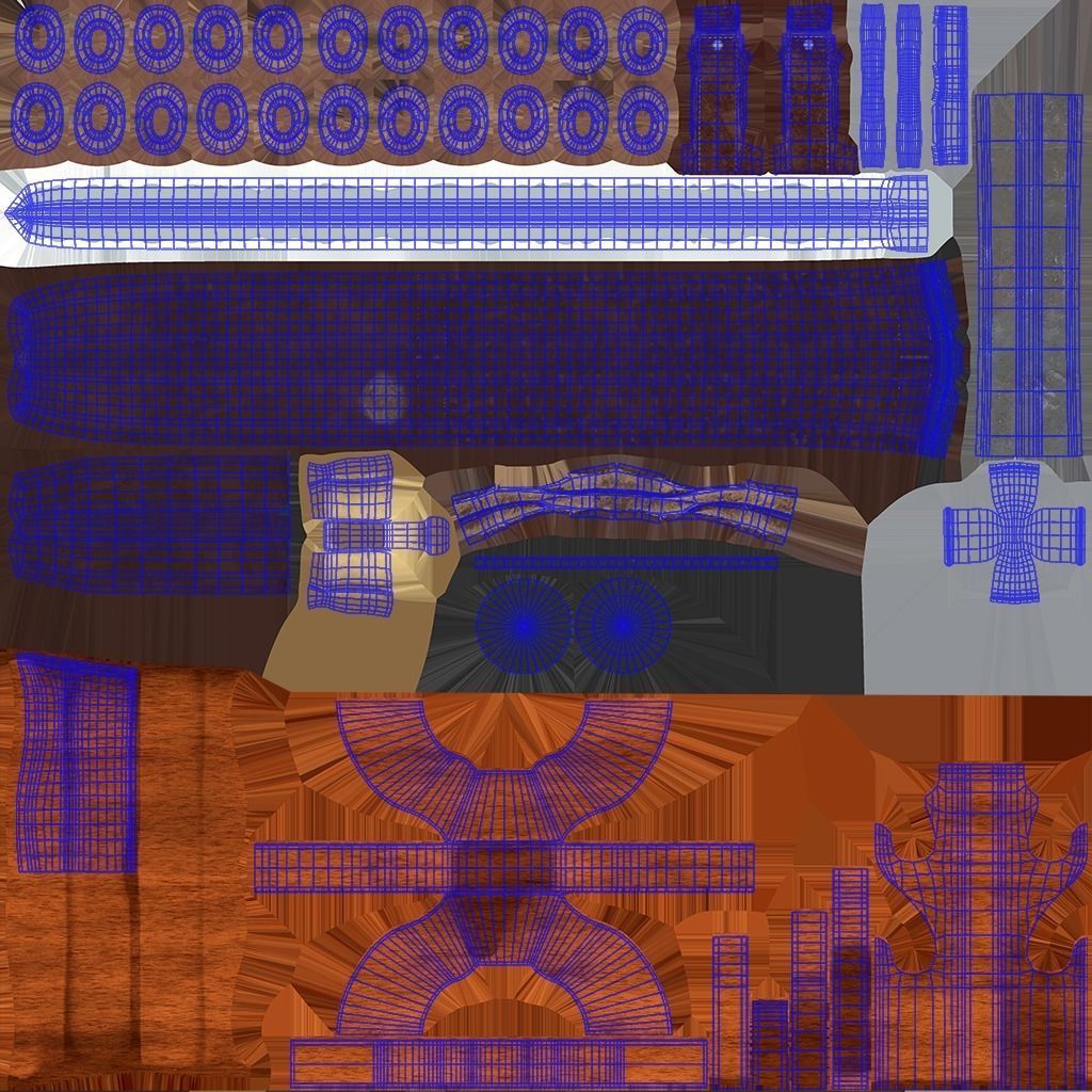 Katana two samurai swords Low-poly 3D model_7