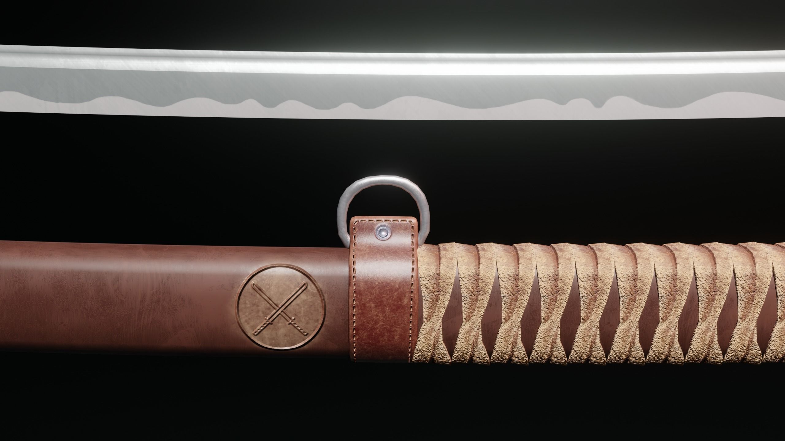 Katana two samurai swords Low-poly 3D model_8
