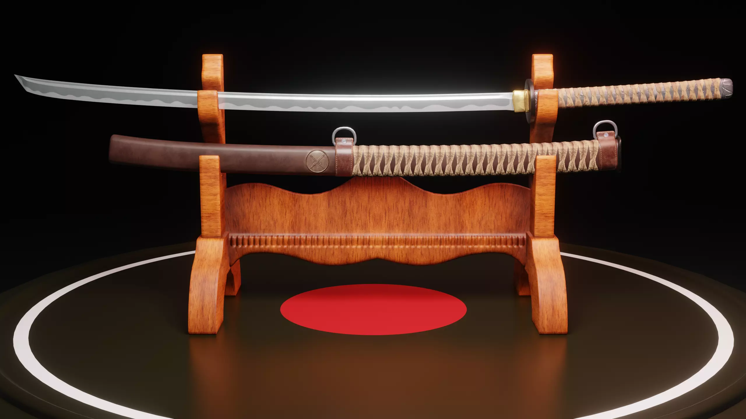 Katana two samurai swords Low-poly 3D model_0