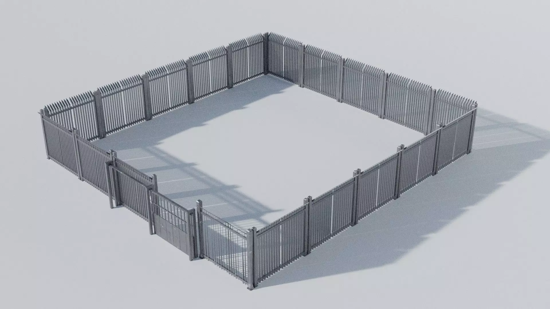 Modular Fence Steel Fence Gate Security Free 3D model