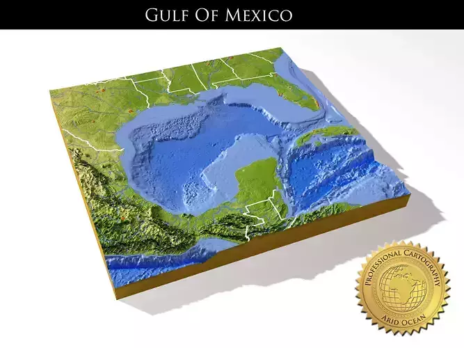 High resolution 3D relief map of Gulf of Mexico 3D model