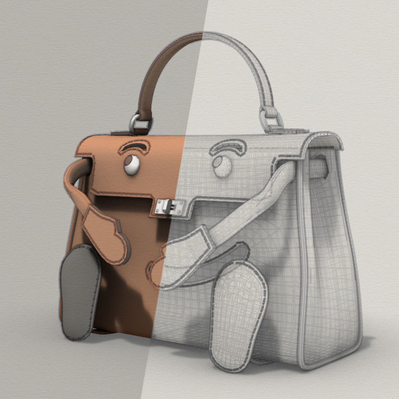 Hermes Kelly Doll Bag Low-poly 3D model_25