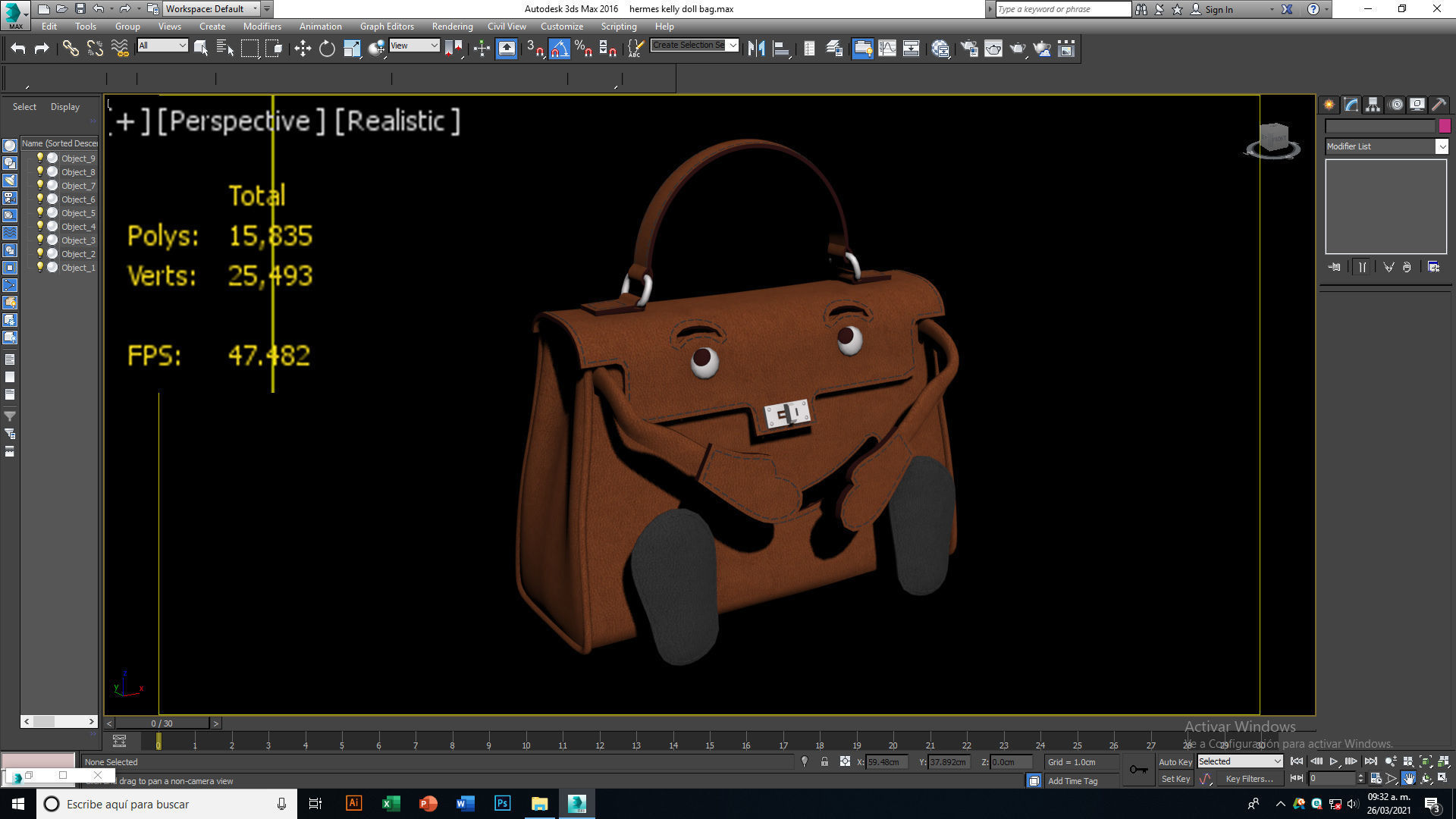 Hermes Kelly Doll Bag Low-poly 3D model_7