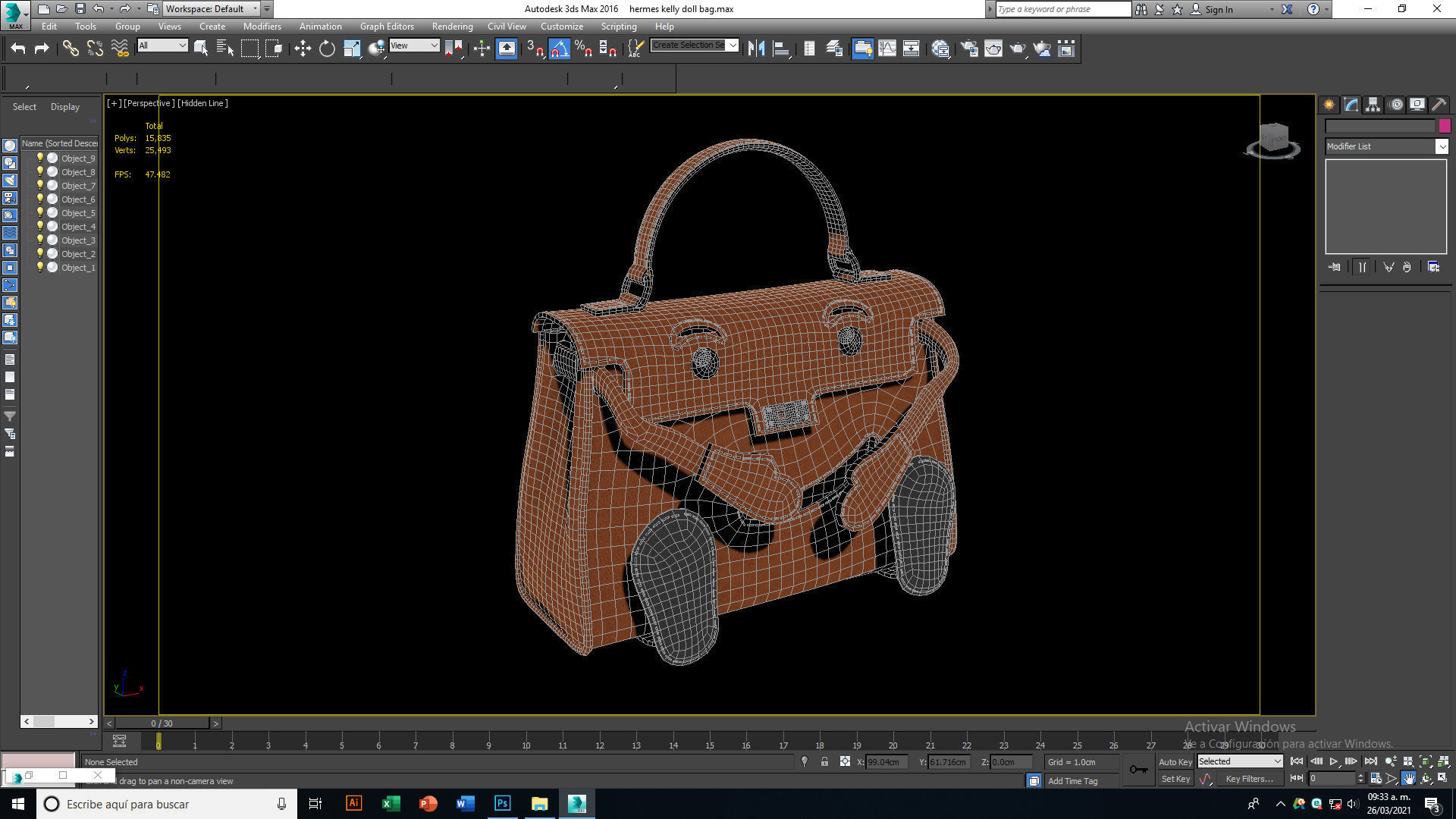 Hermes Kelly Doll Bag Low-poly 3D model_8
