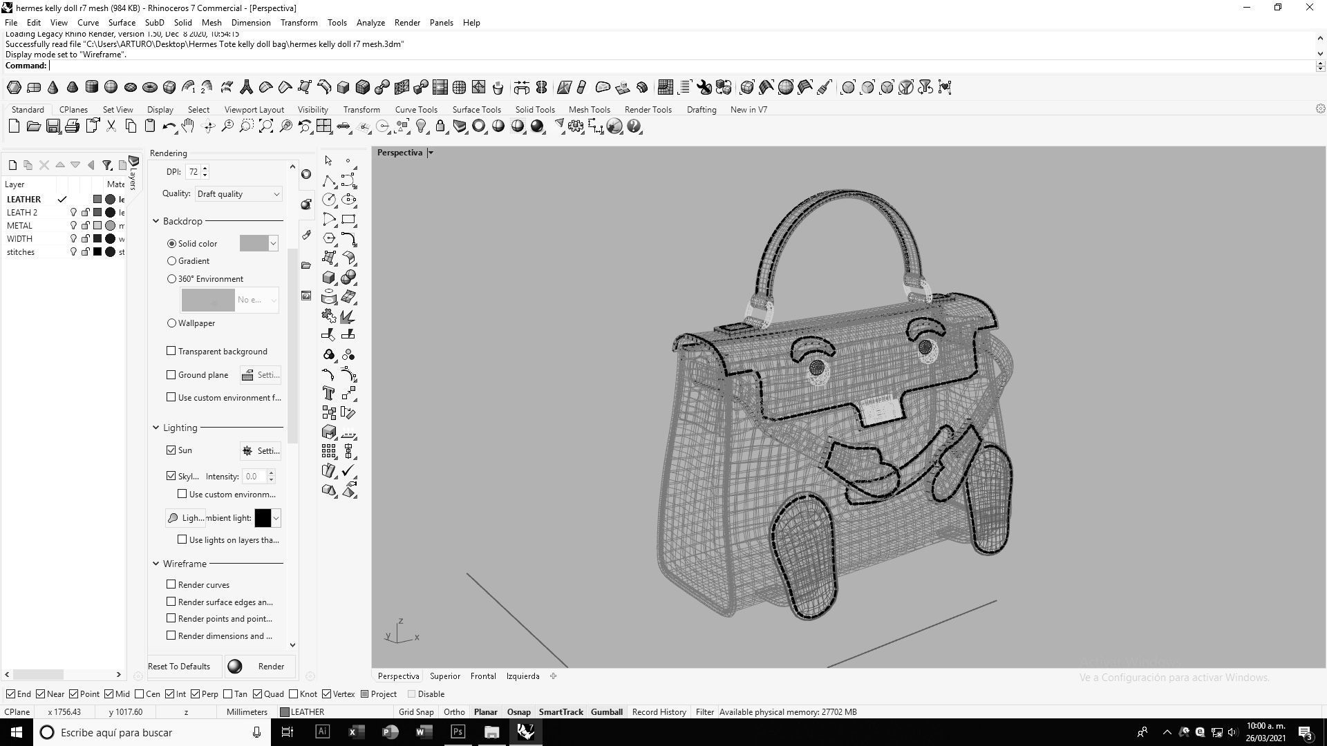 Hermes Kelly Doll Bag Low-poly 3D model_11