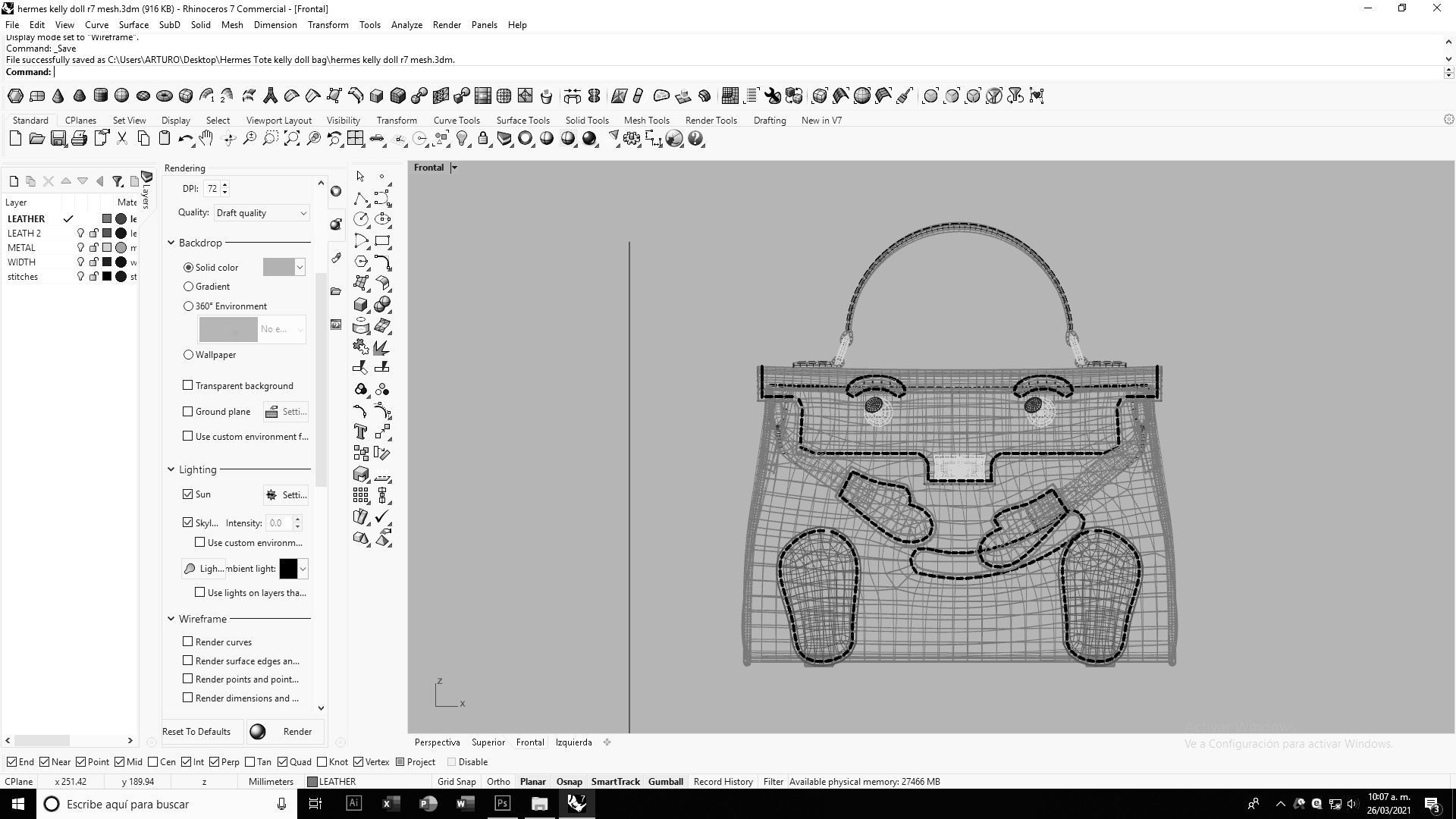 Hermes Kelly Doll Bag Low-poly 3D model_16