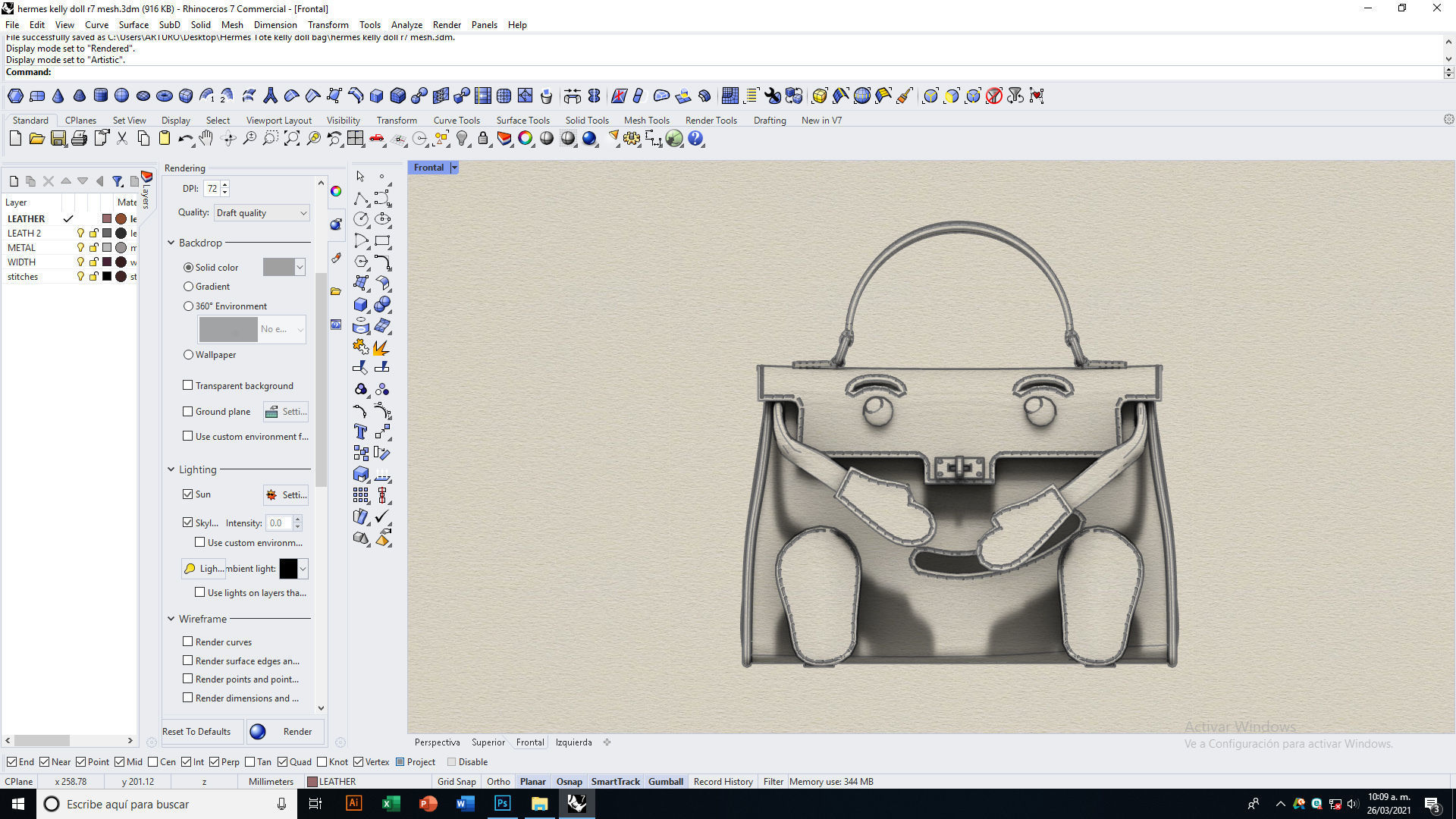 Hermes Kelly Doll Bag Low-poly 3D model_18