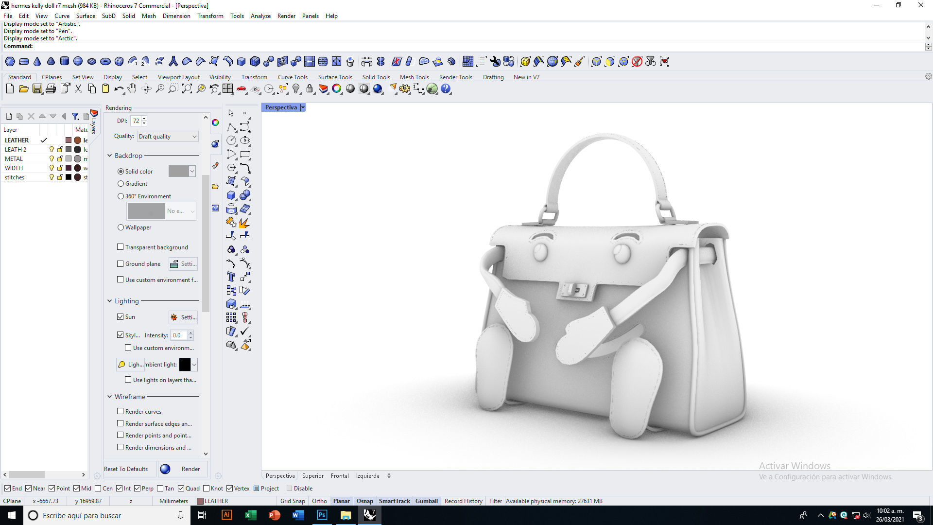 Hermes Kelly Doll Bag Low-poly 3D model_12