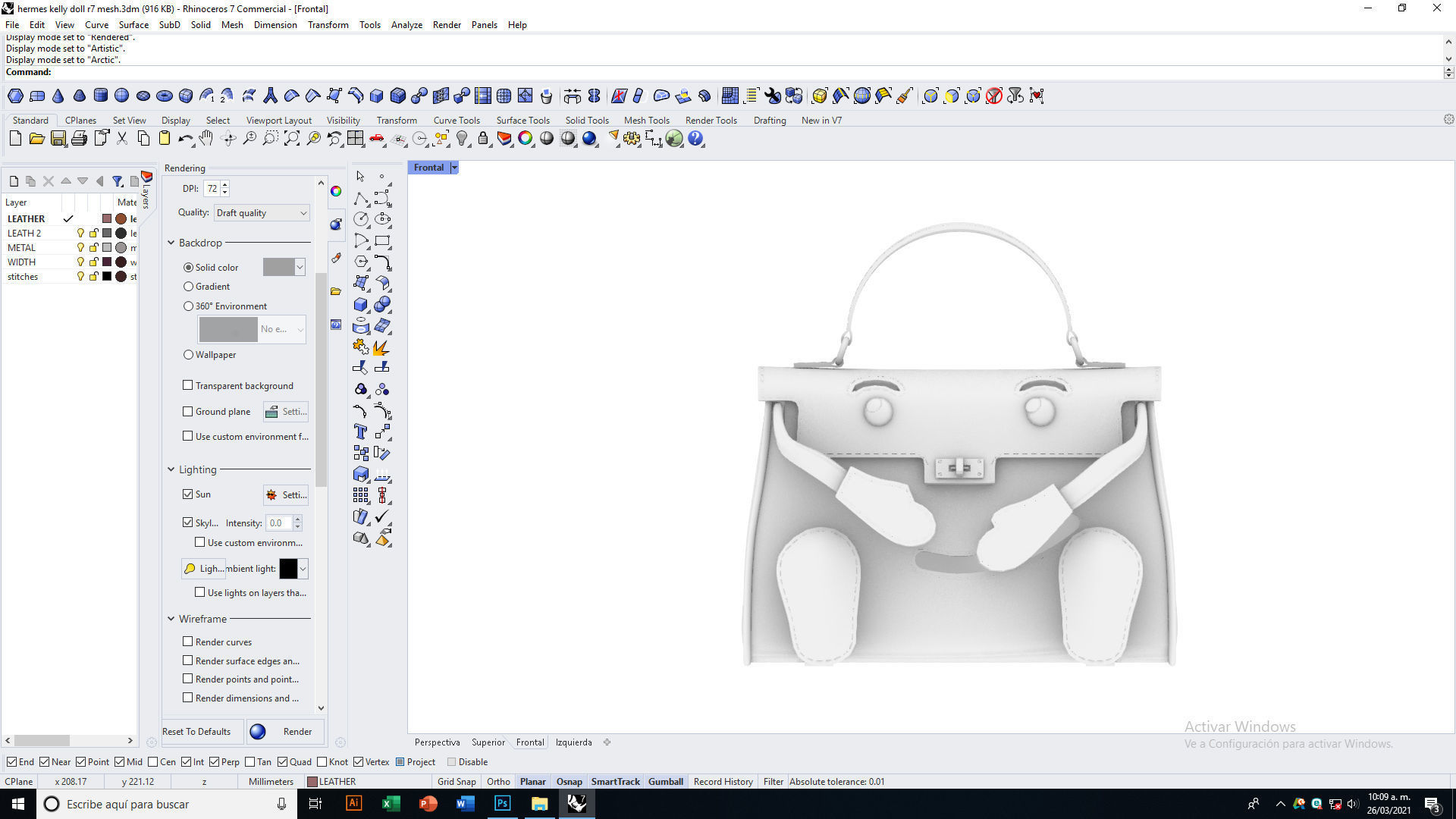 Hermes Kelly Doll Bag Low-poly 3D model_19