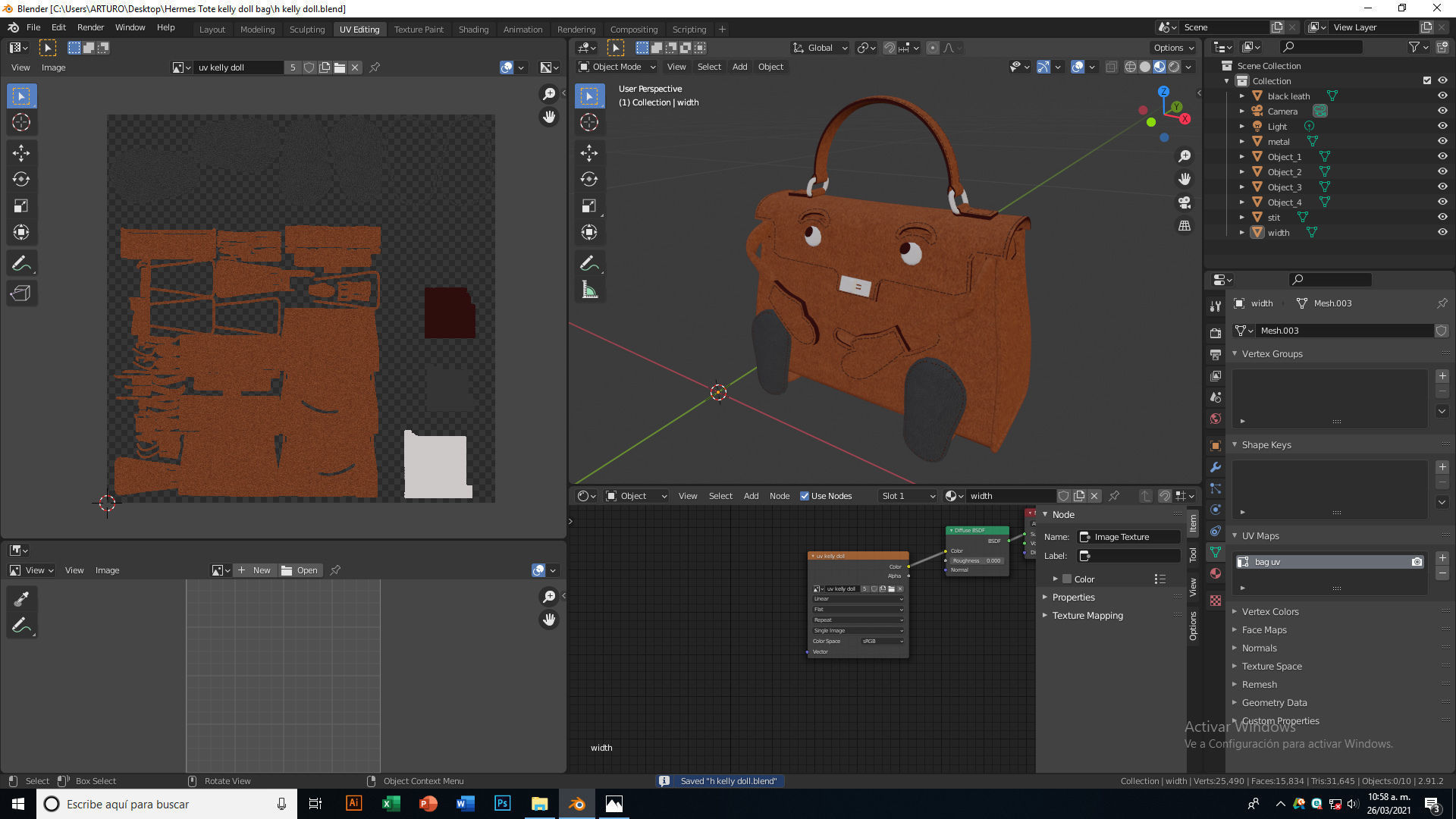Hermes Kelly Doll Bag Low-poly 3D model_10