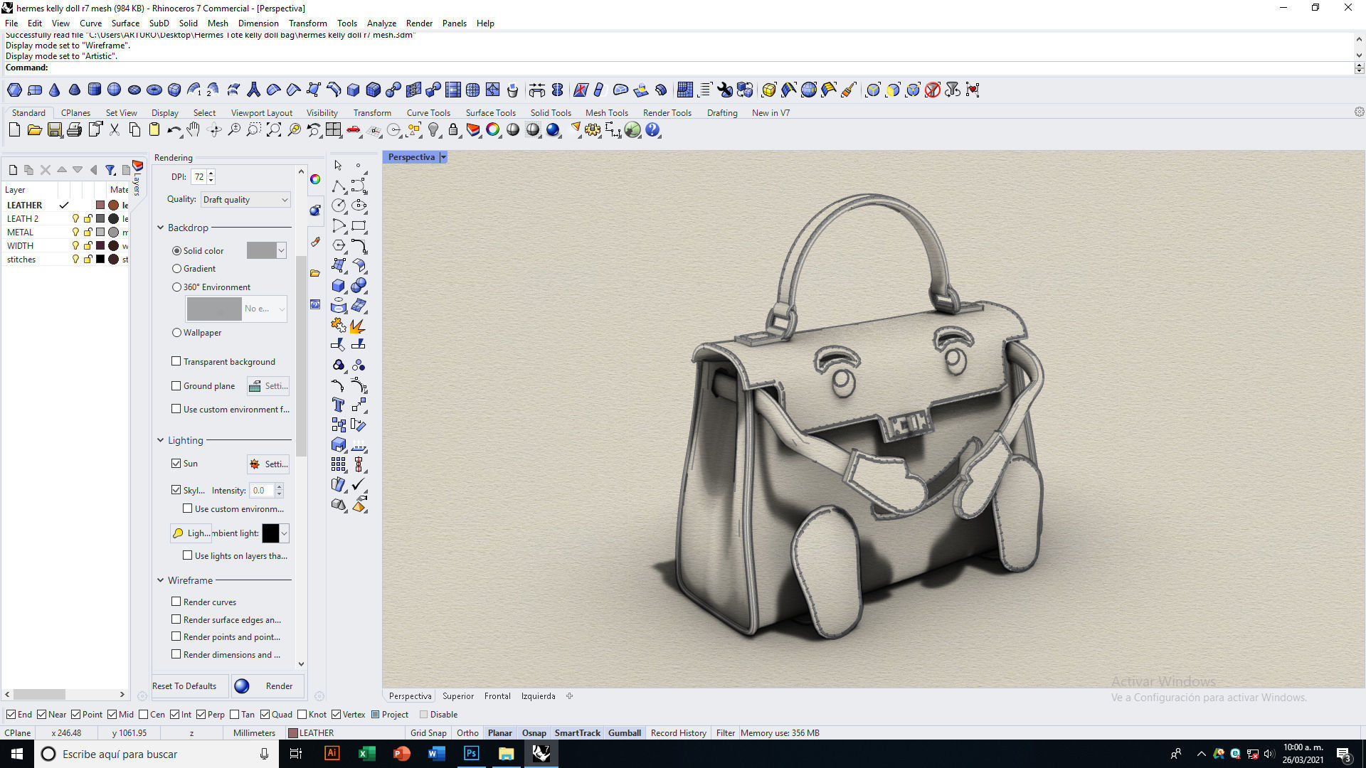 Hermes Kelly Doll Bag Low-poly 3D model_21