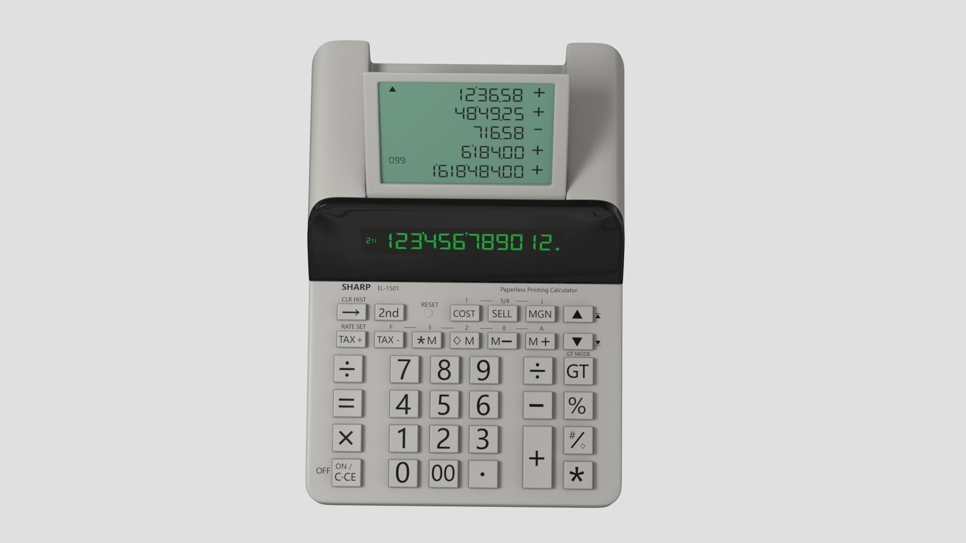Sharp El-1501 Compact  12-Digit Display  Printing Calculator 3D model_5